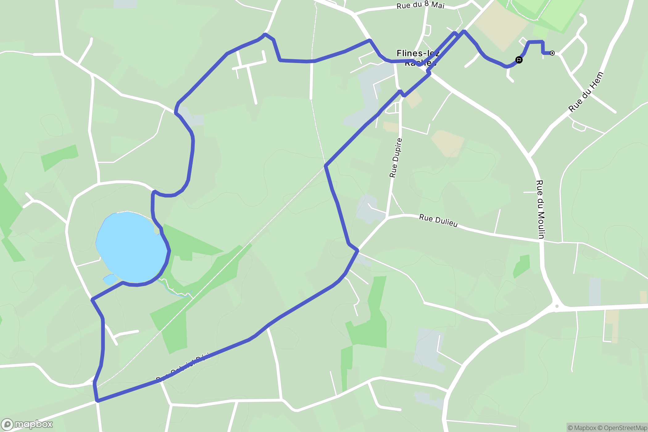 Flines-lez-Raches : carte du parcours de randonnée - France