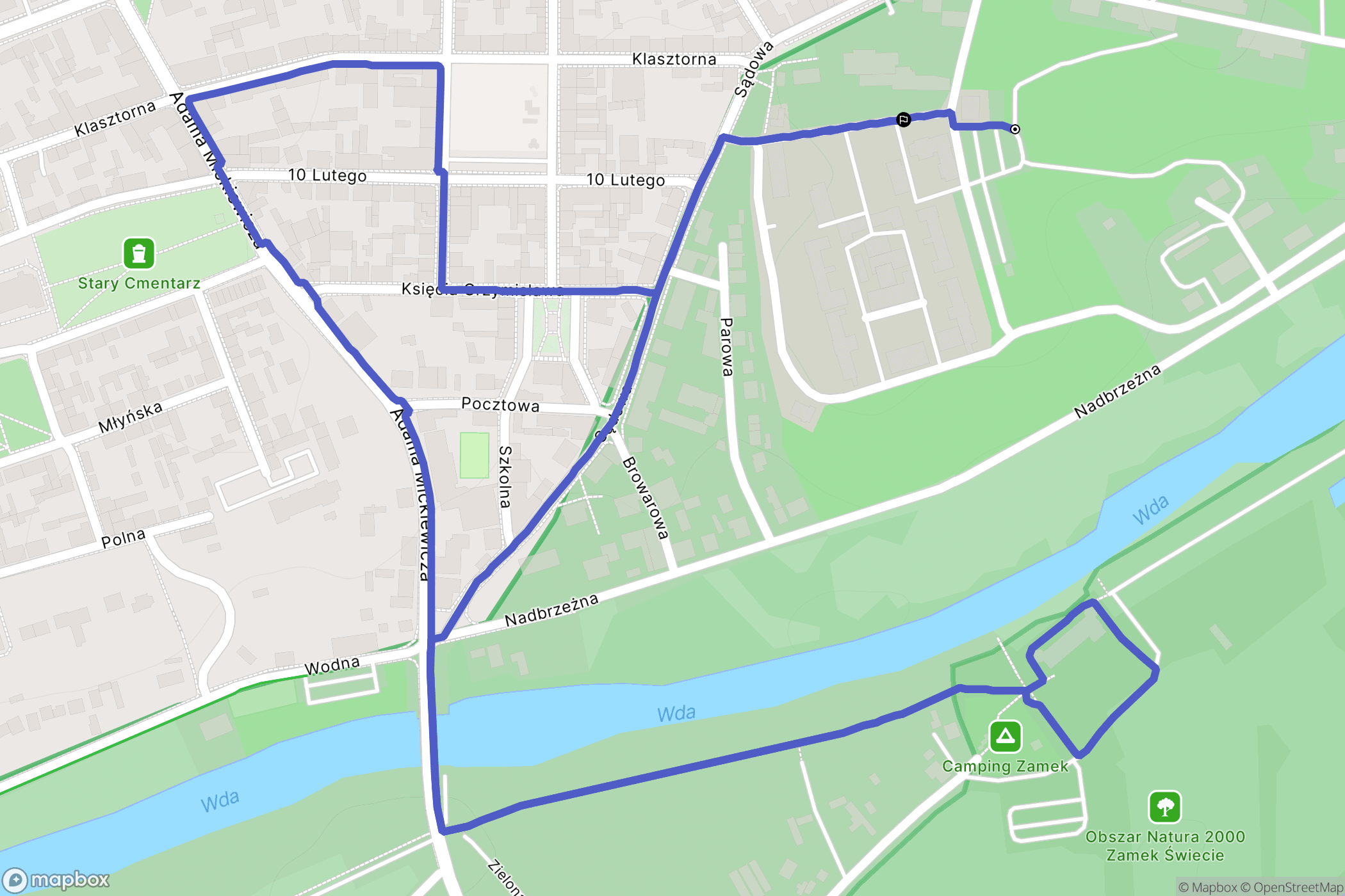 Świecie: mapa trasy - Poland