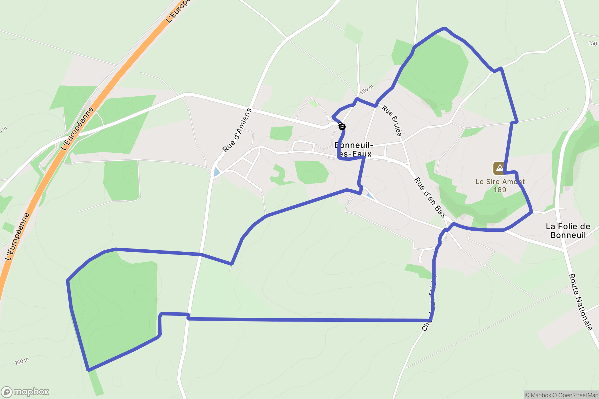 Bonneuil-les-Eaux : carte du parcours de randonnée - France