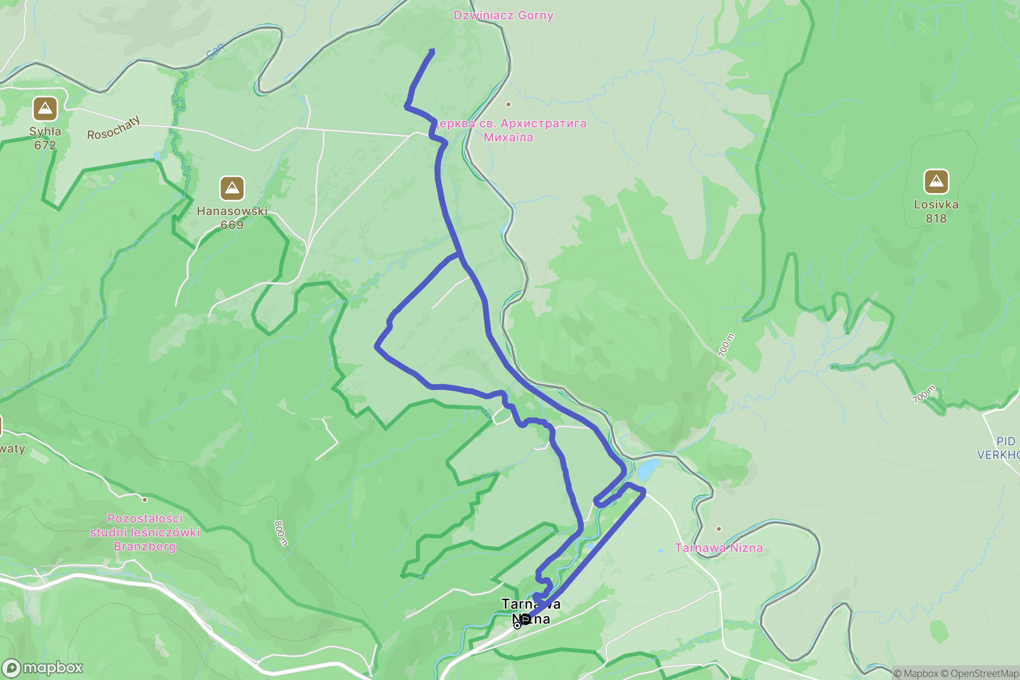 Tarnawa Niżna: mapa trasy - Poland