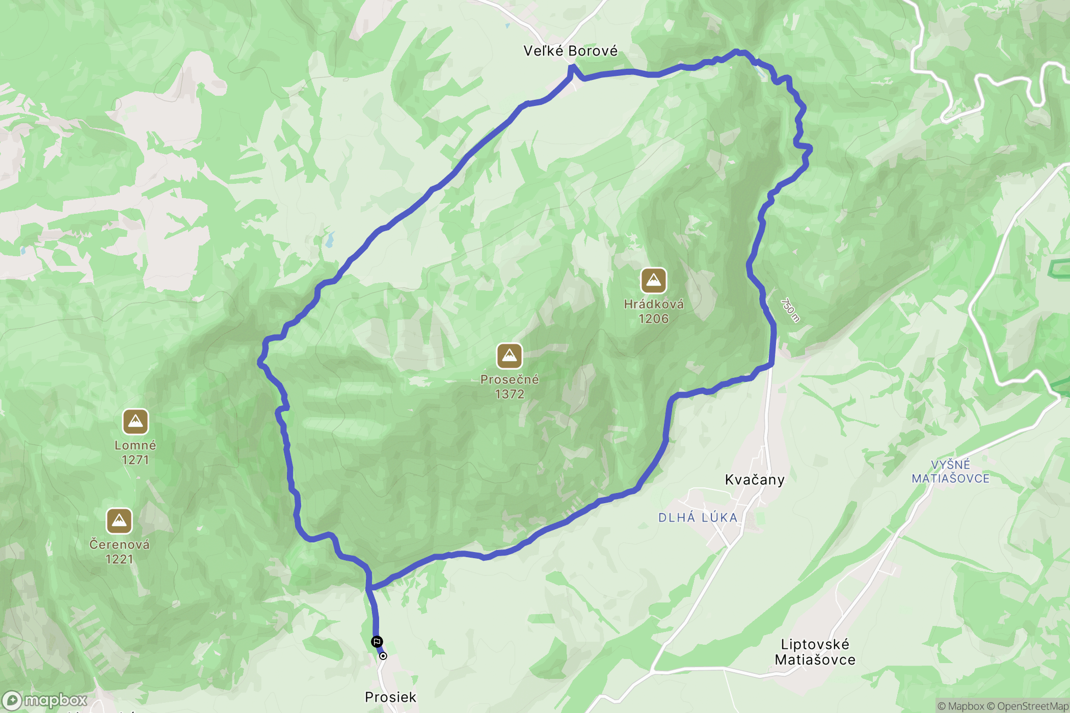 Prosiek: mapa trasy - Slovakia