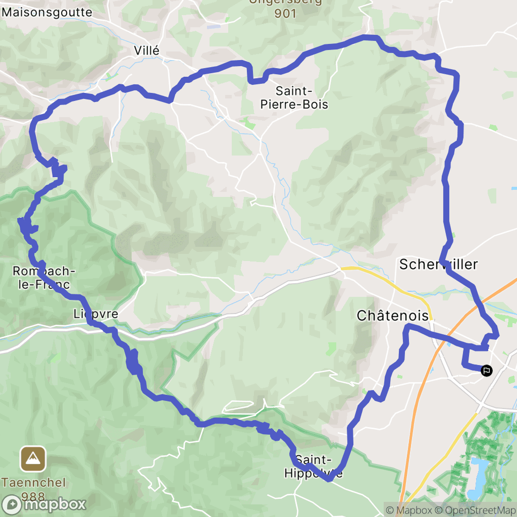 Sélestat : carte du parcours de randonnée - France