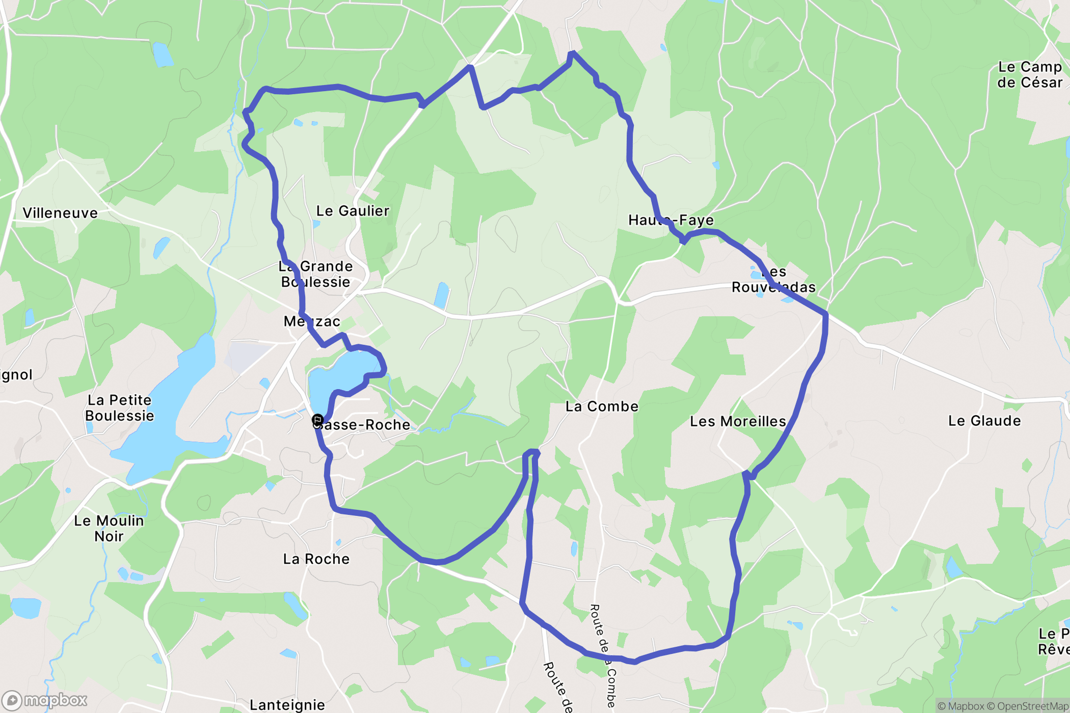 Meuzac : carte du parcours de randonnée - France