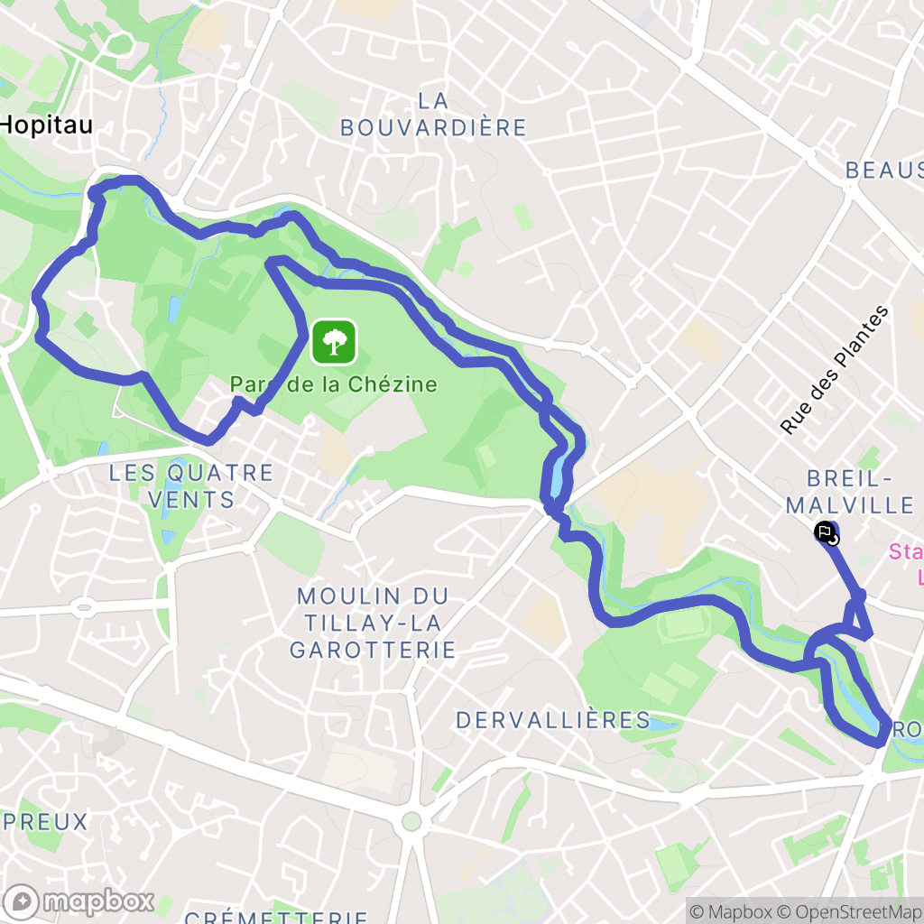 Nantes : carte du parcours de randonnée - France