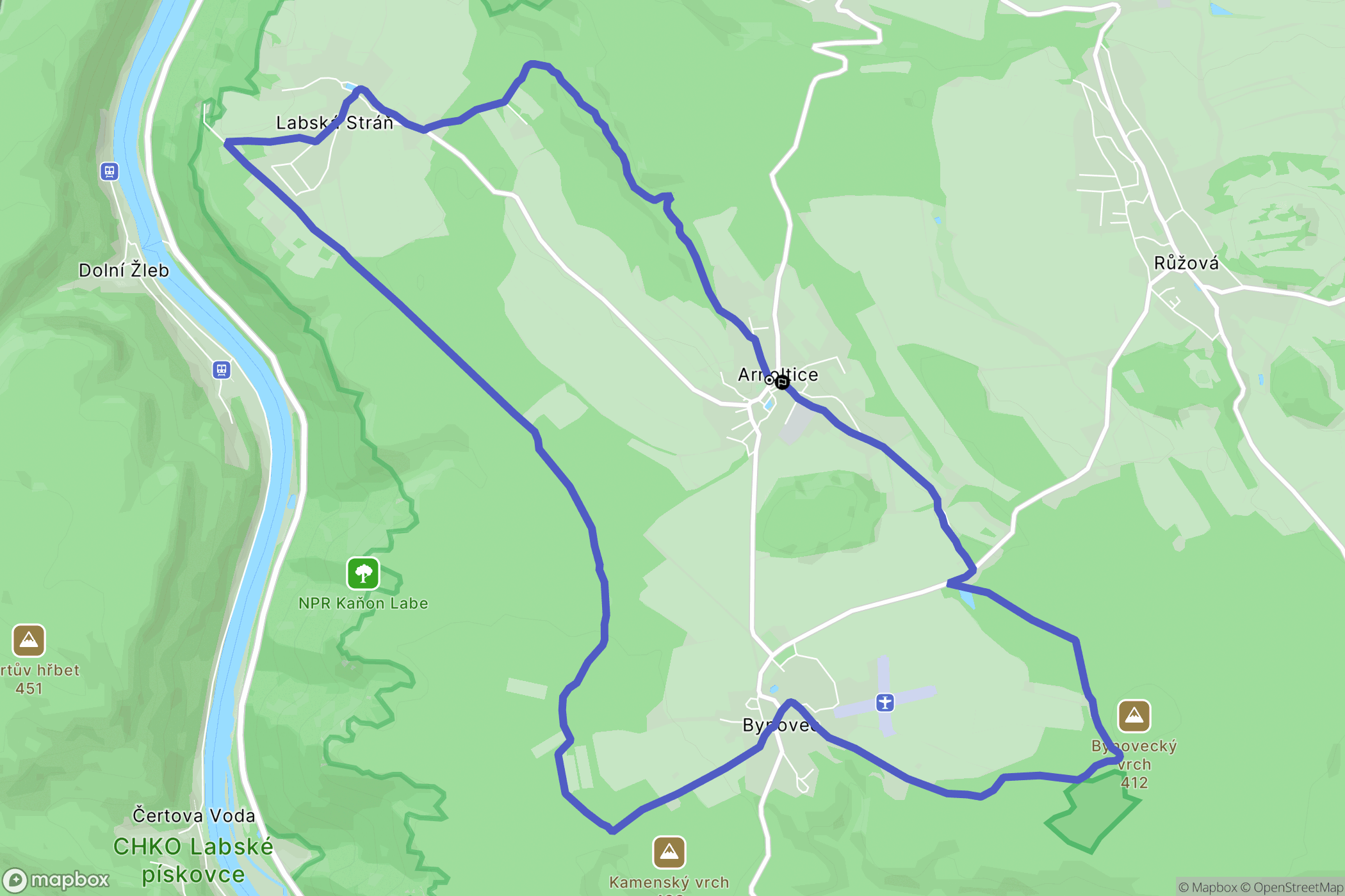 Arnoltice: mapa trasy - Czechia