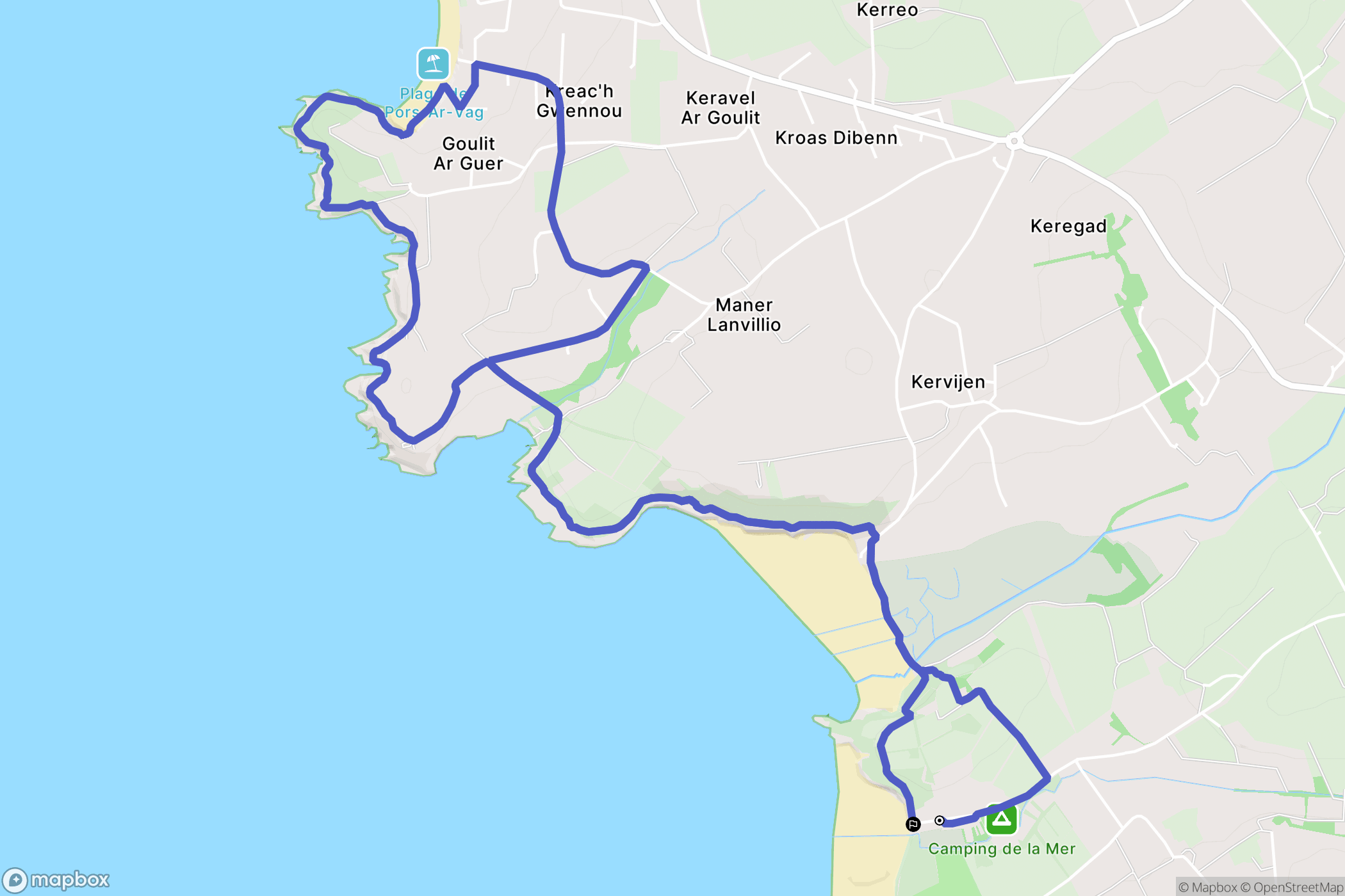 Ploéven : carte du parcours de randonnée - France