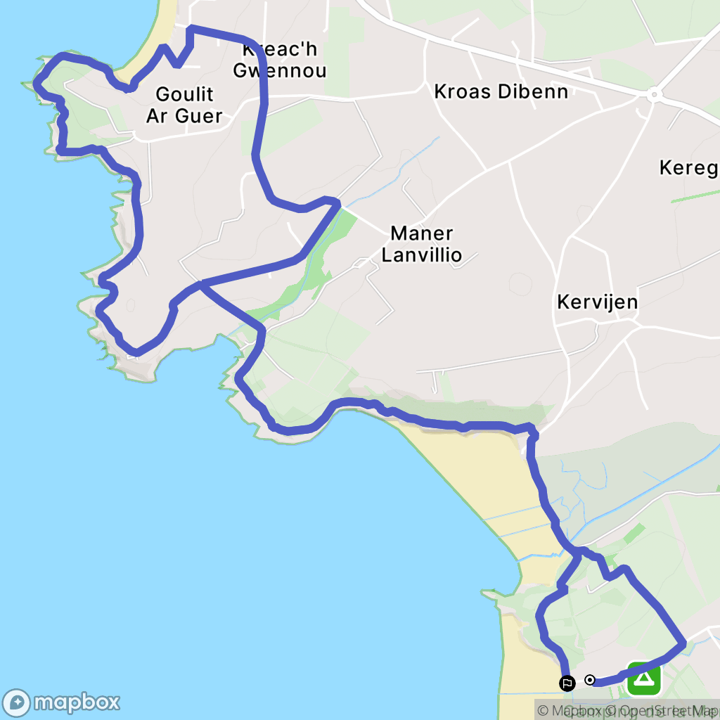Ploéven : carte du parcours de randonnée - France
