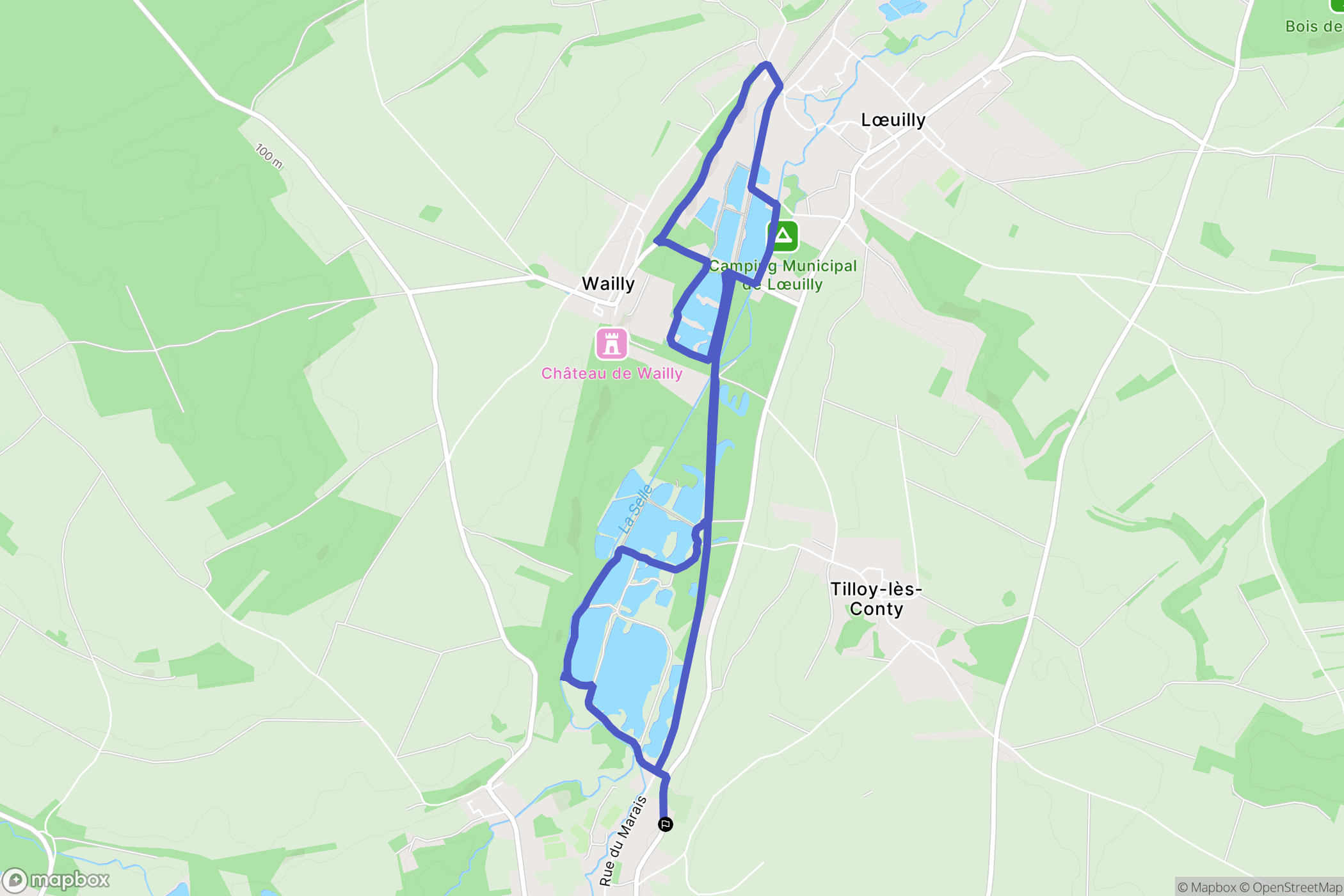 Conty : carte du parcours de randonnée - France