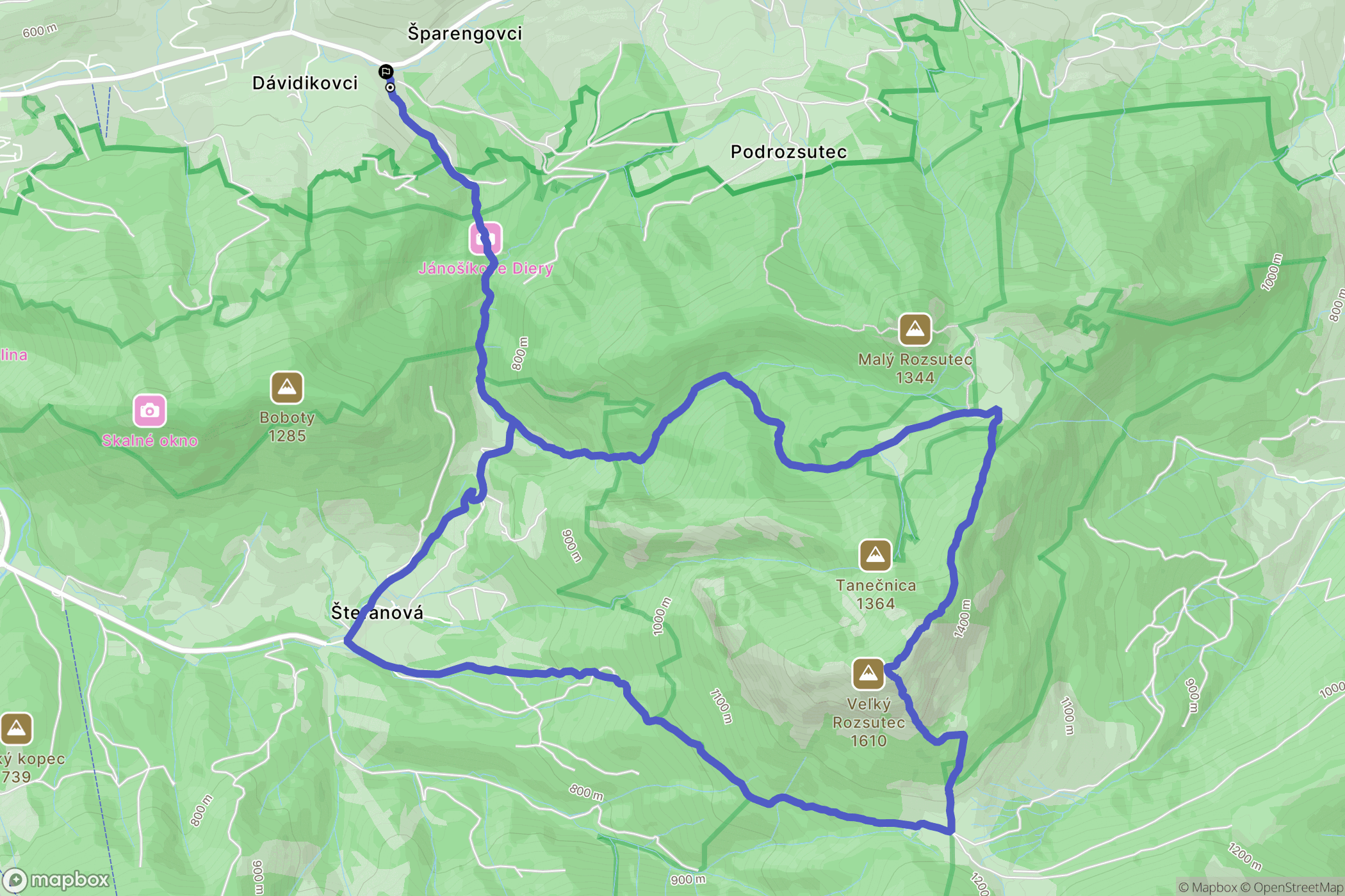 Terchová: mapa trasy - Slovakia
