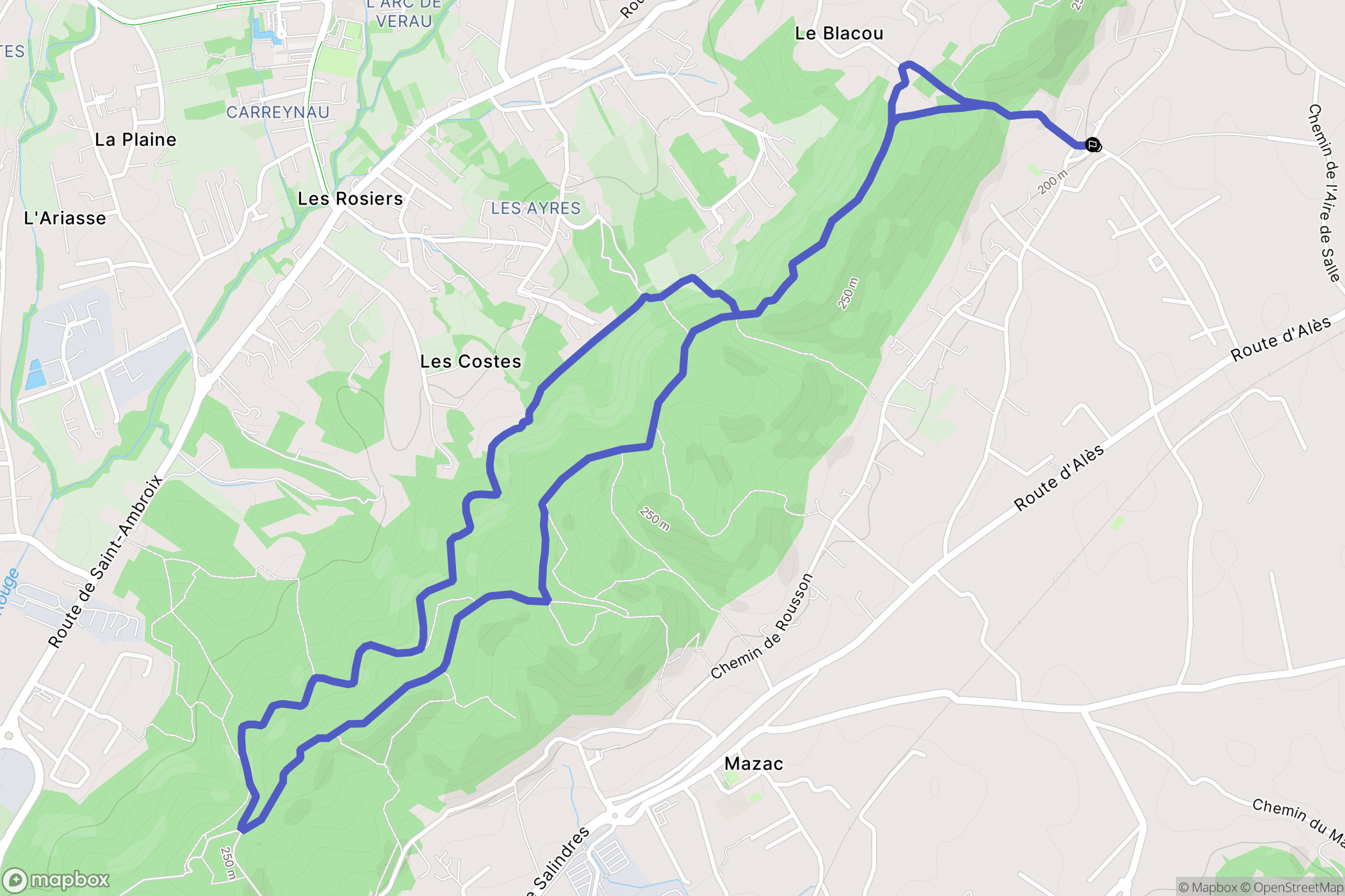 Rousson : carte du parcours de randonnée - France