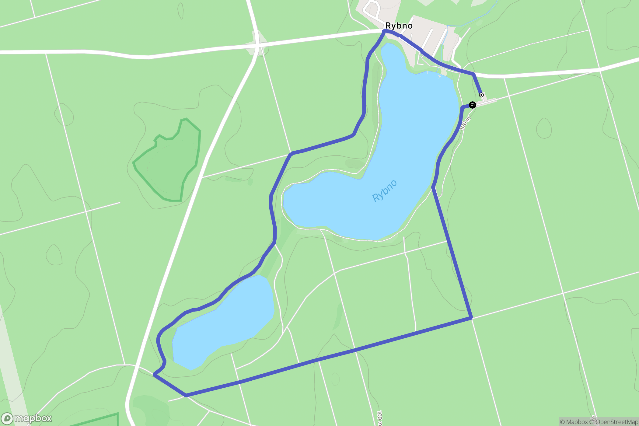 Rybno: mapa trasy - Poland