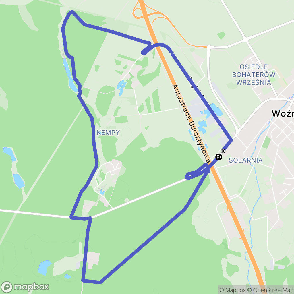 Woźniki: mapa trasy - Poland