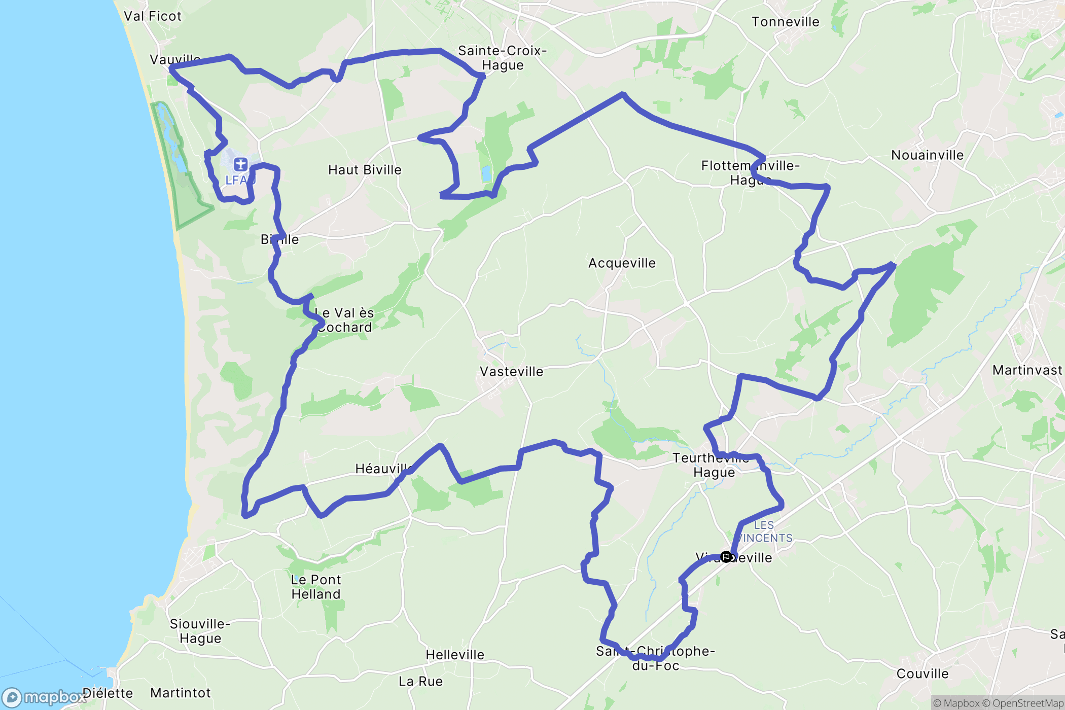 Virandeville : carte du parcours de randonnée - France