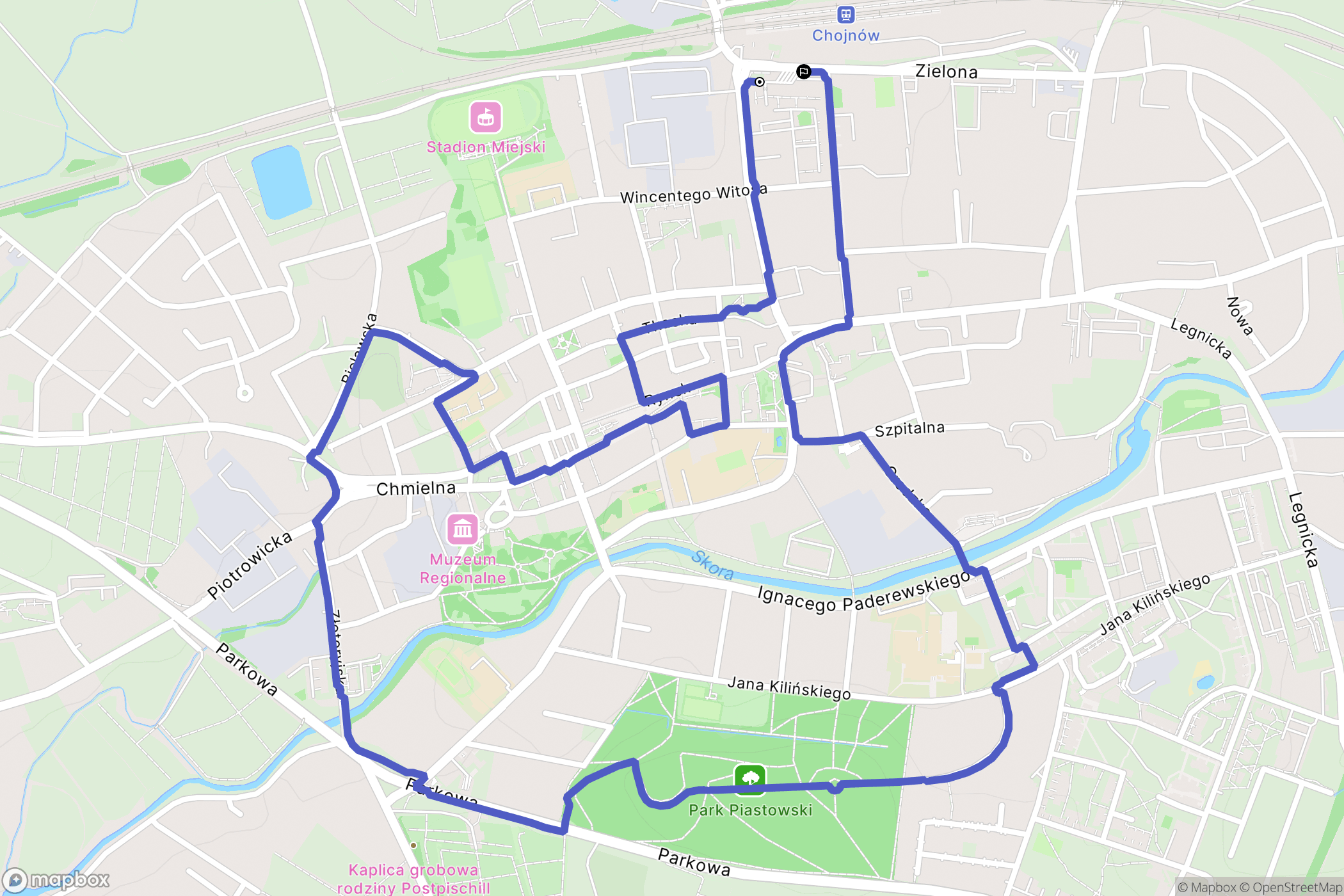 Chojnów: mapa trasy - Poland