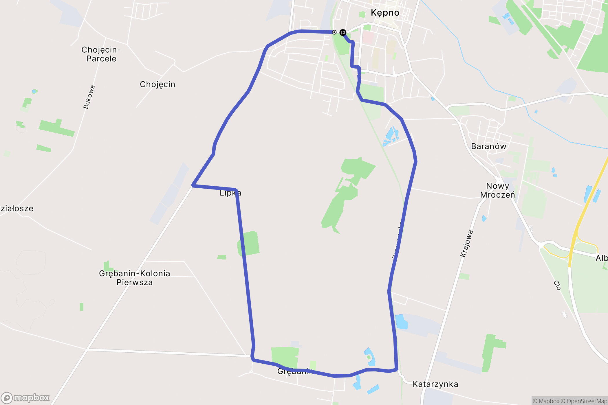 Kępno: mapa trasy - Poland