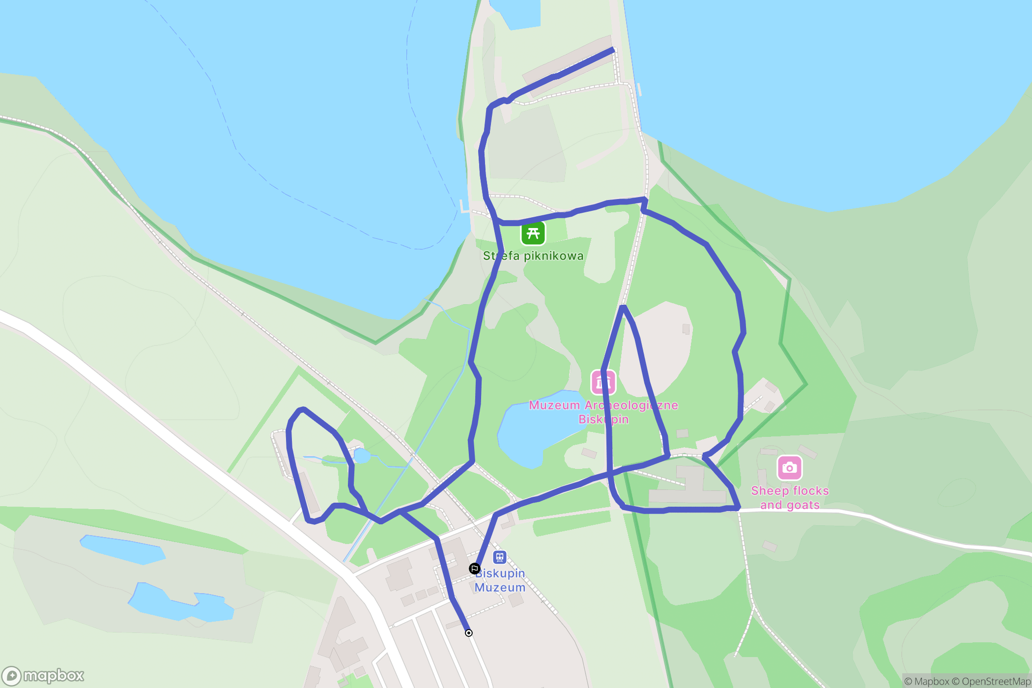 Biskupin: mapa trasy - Poland