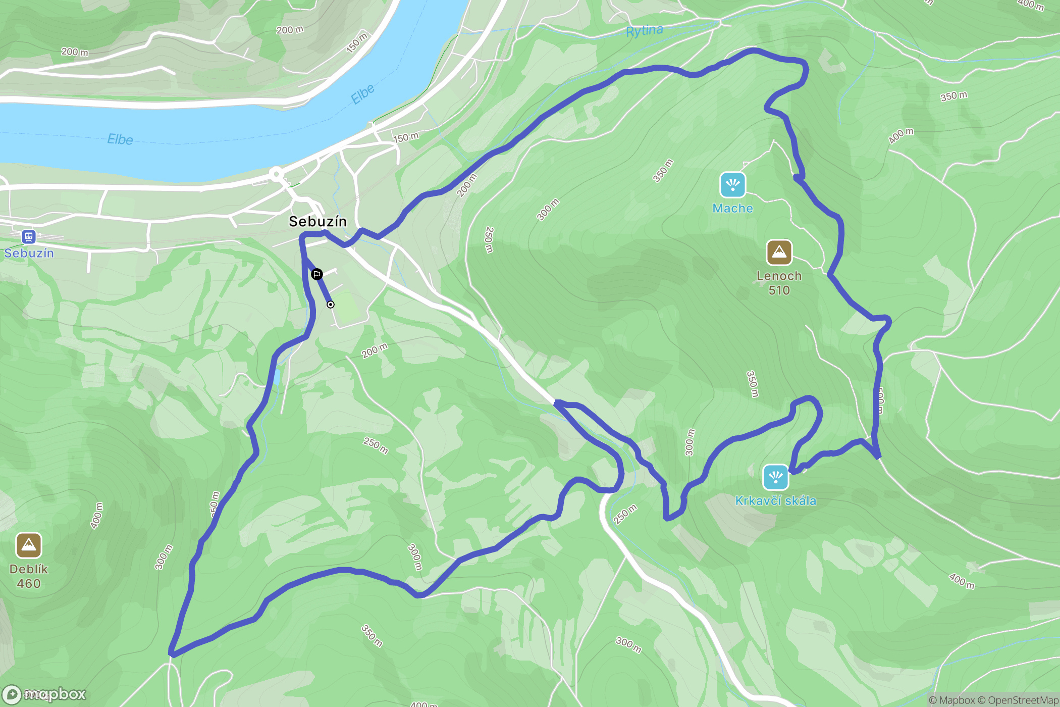 Sebuzin: mapa trasy - Czechia