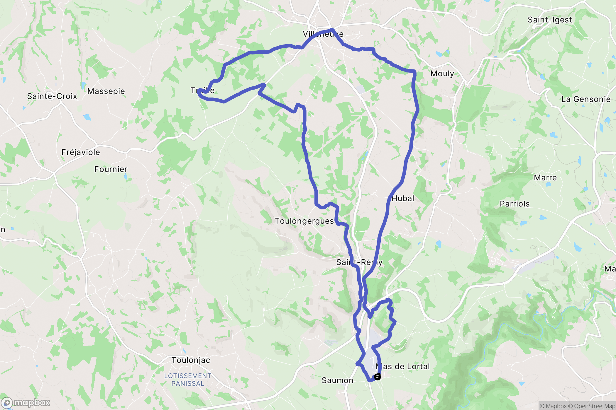 Villefranche-de-Rouergue : carte du parcours de randonnée - France