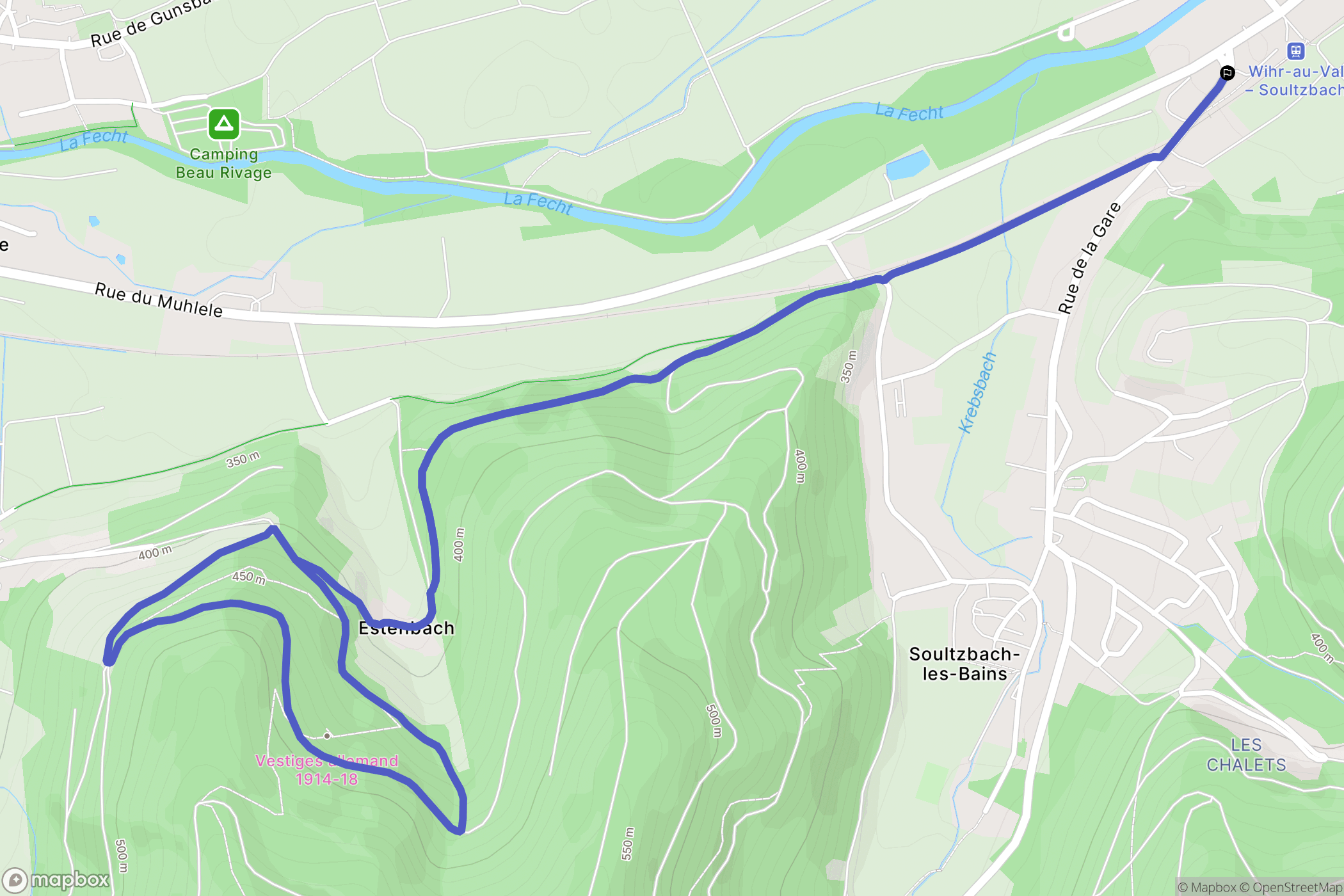 Wihr-au-Val : carte du parcours de randonnée - France