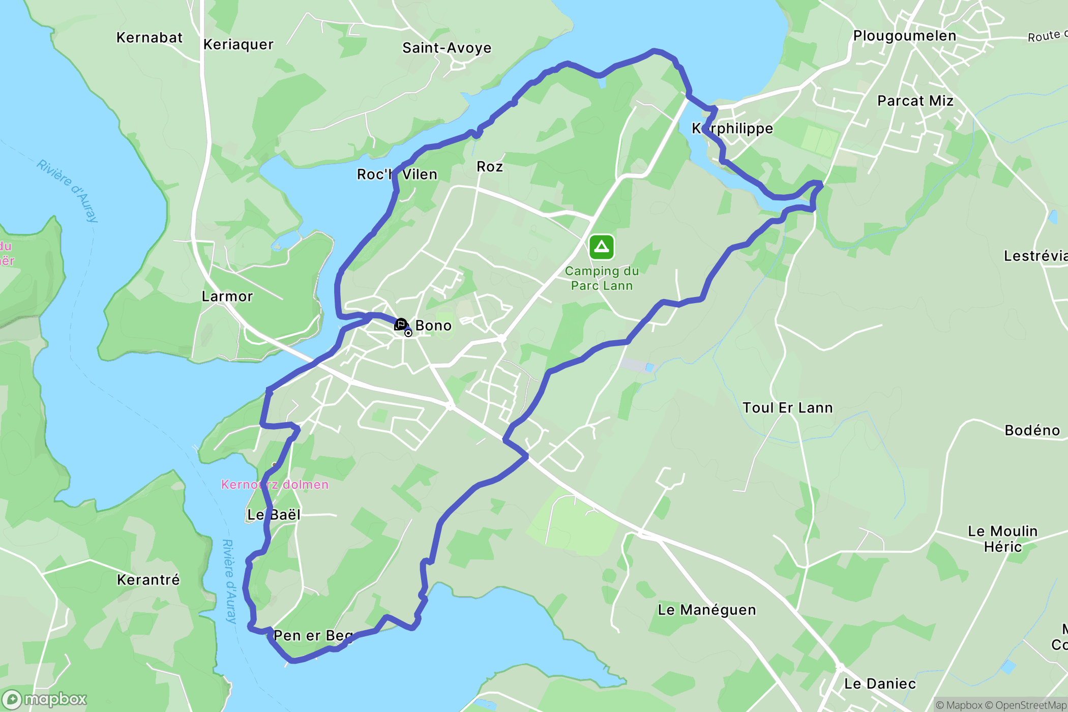 Le Bono : carte du parcours de randonnée - France