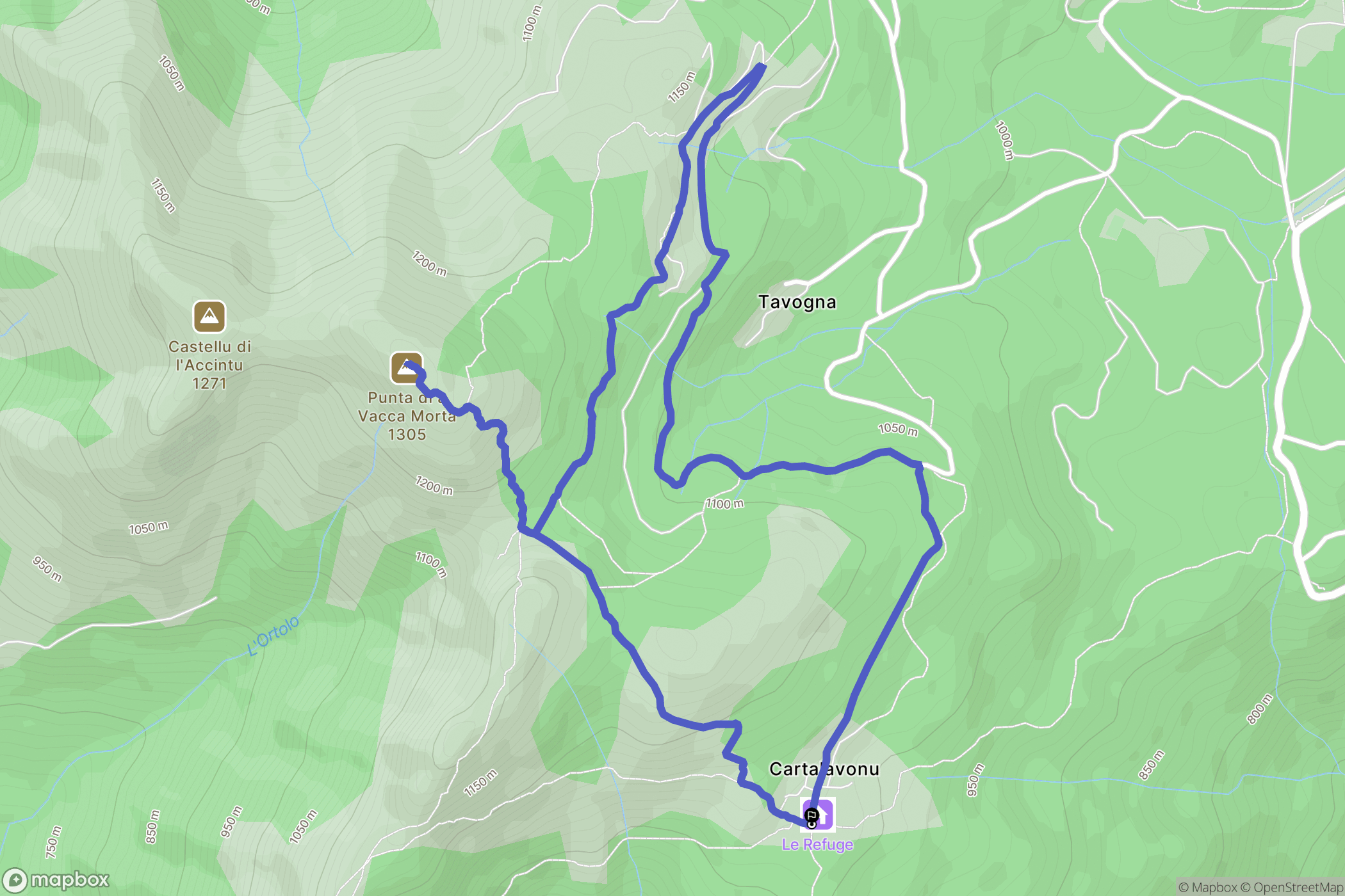 Porto-Vecchio : carte du parcours de randonnée - France