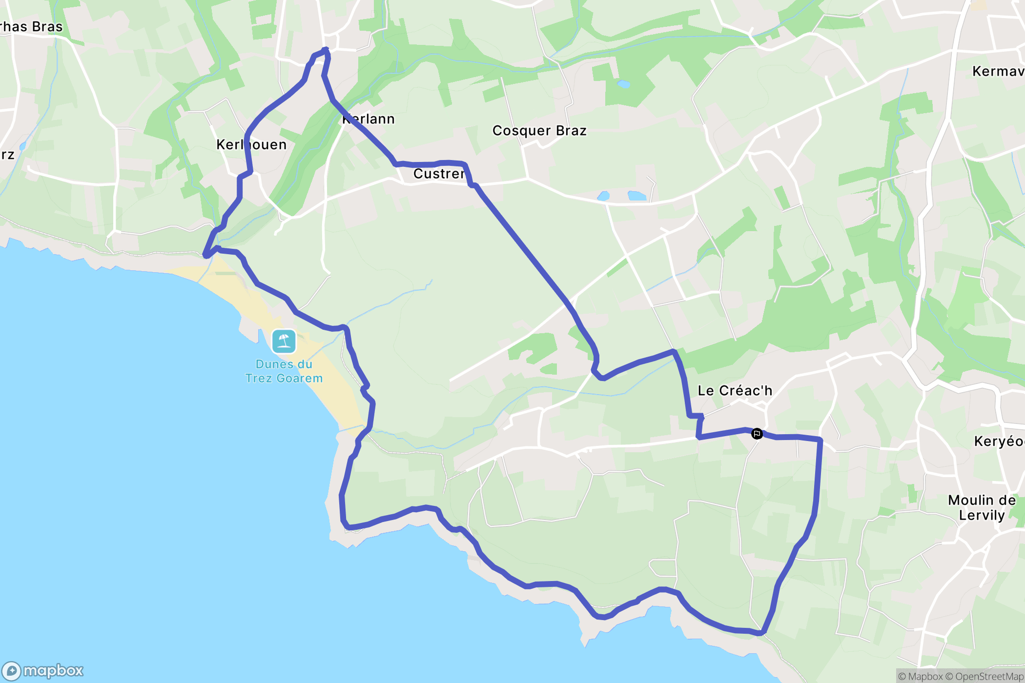 Audierne : carte du parcours de randonnée - France