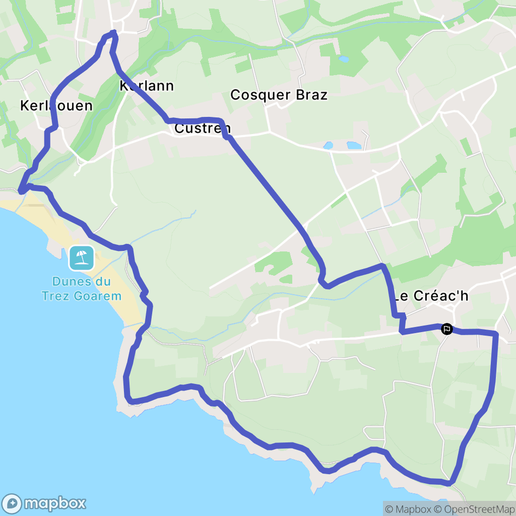 Audierne : carte du parcours de randonnée - France