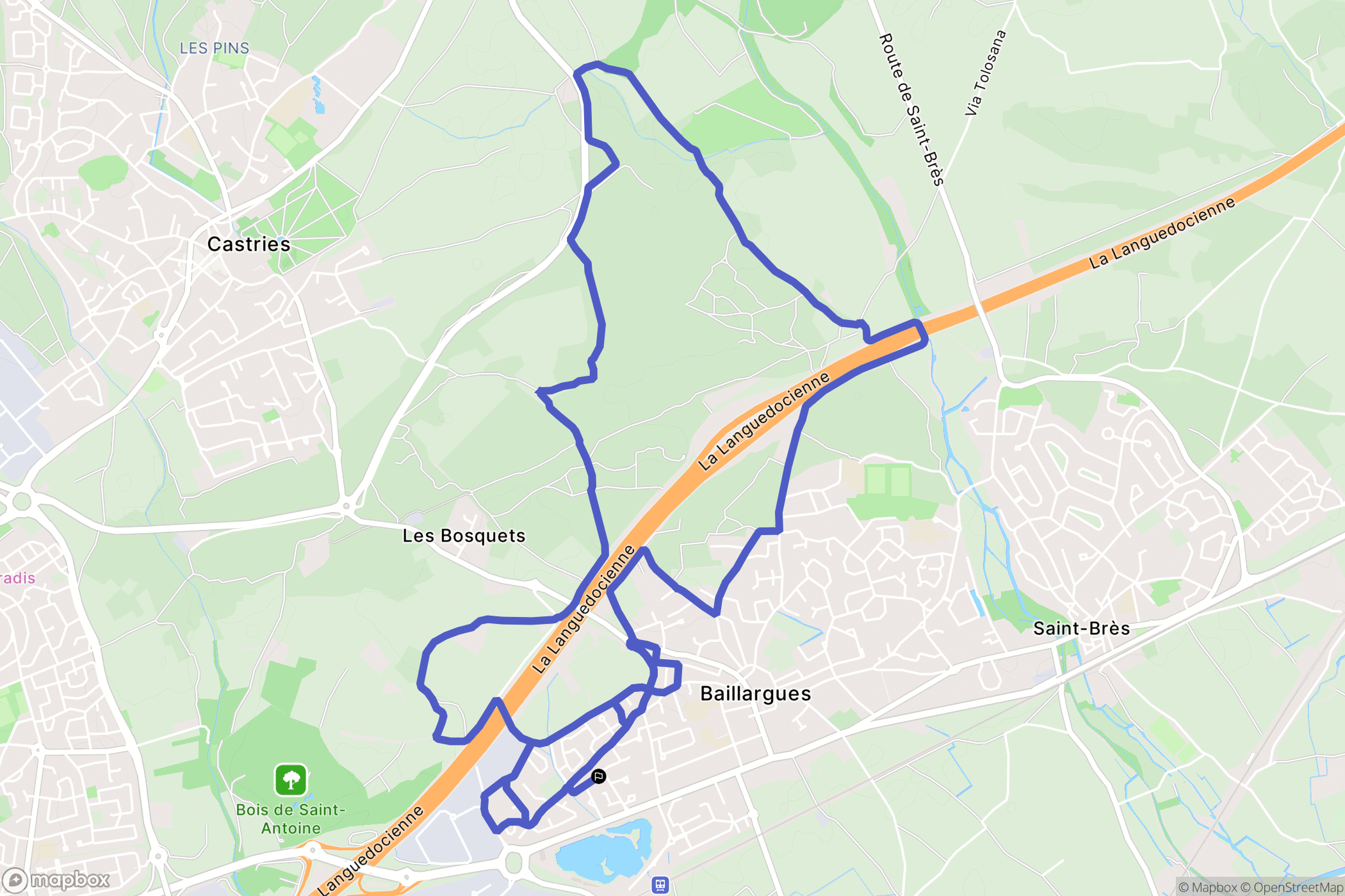Baillargues : carte du parcours de randonnée - France