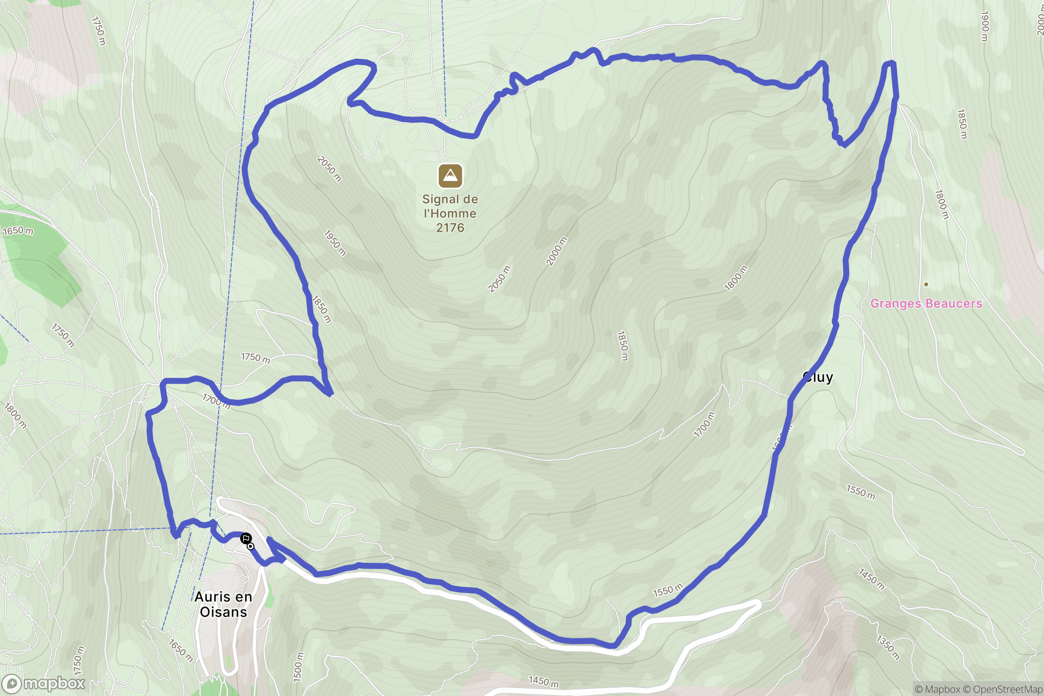 Auris : carte du parcours de randonnée - France