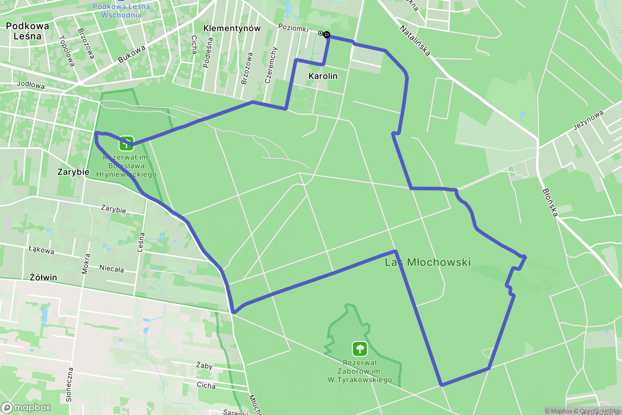 Otrębusy: mapa trasy - Poland
