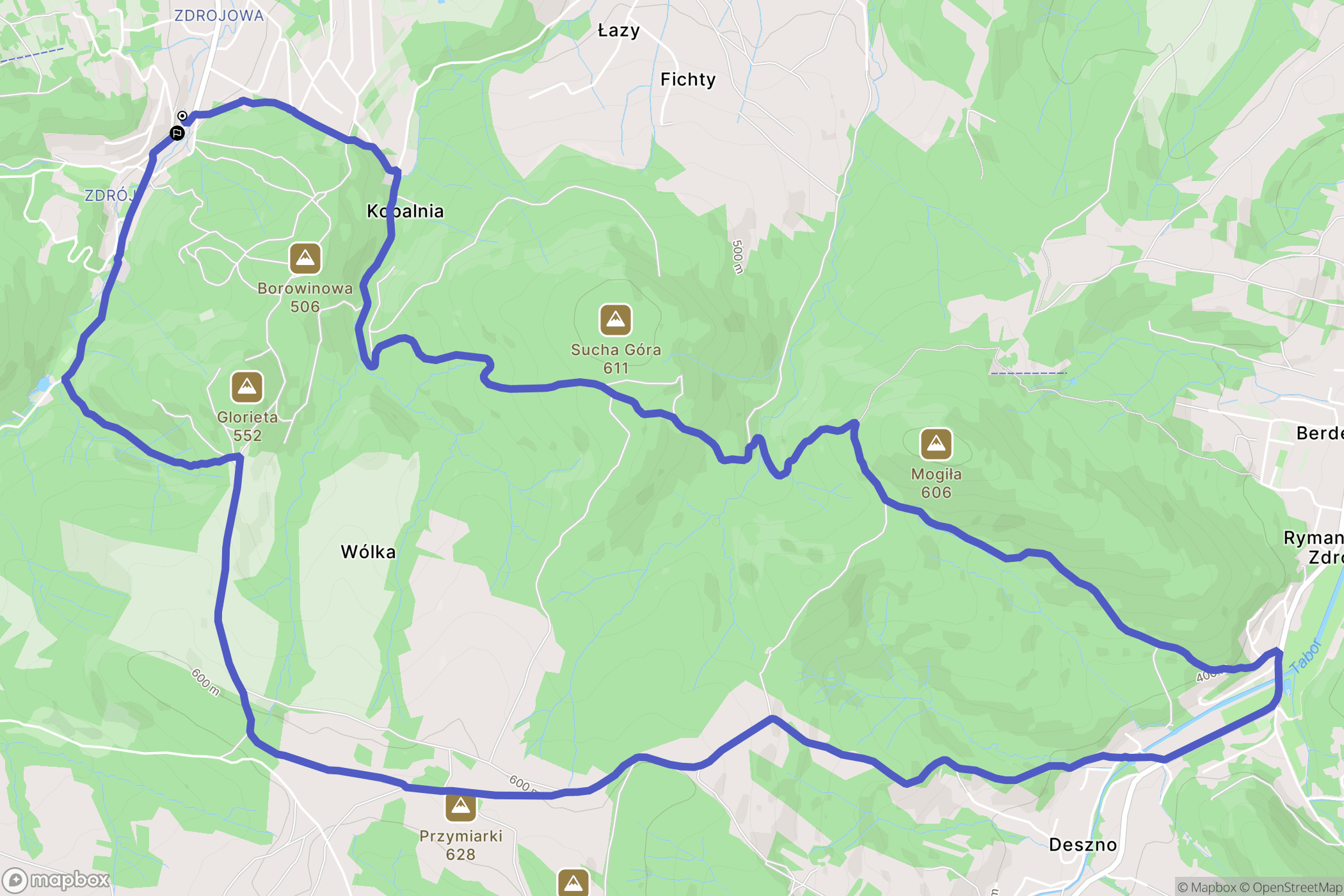Iwonicz-Zdrój: mapa trasy - Poland