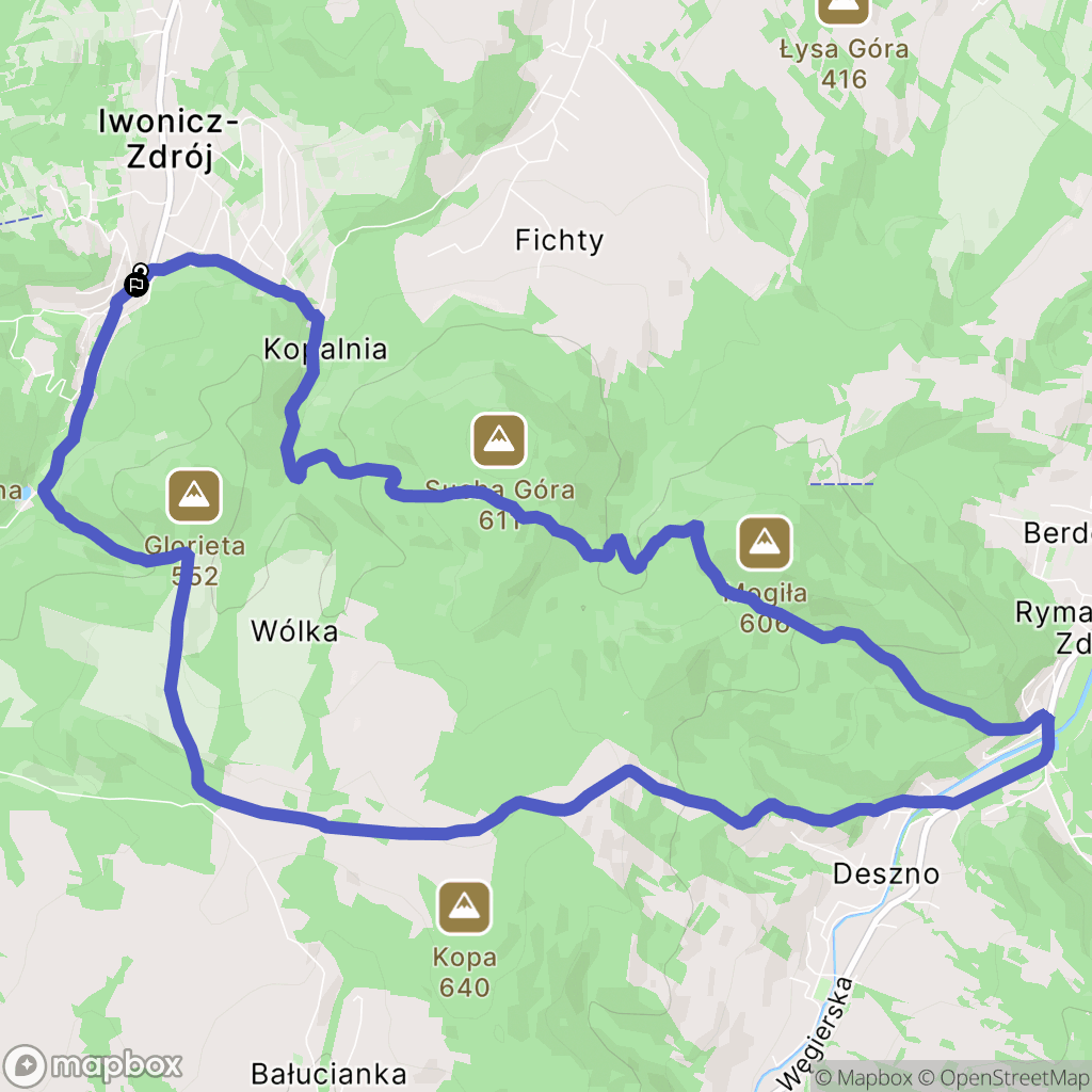 Iwonicz-Zdrój: mapa trasy - Poland