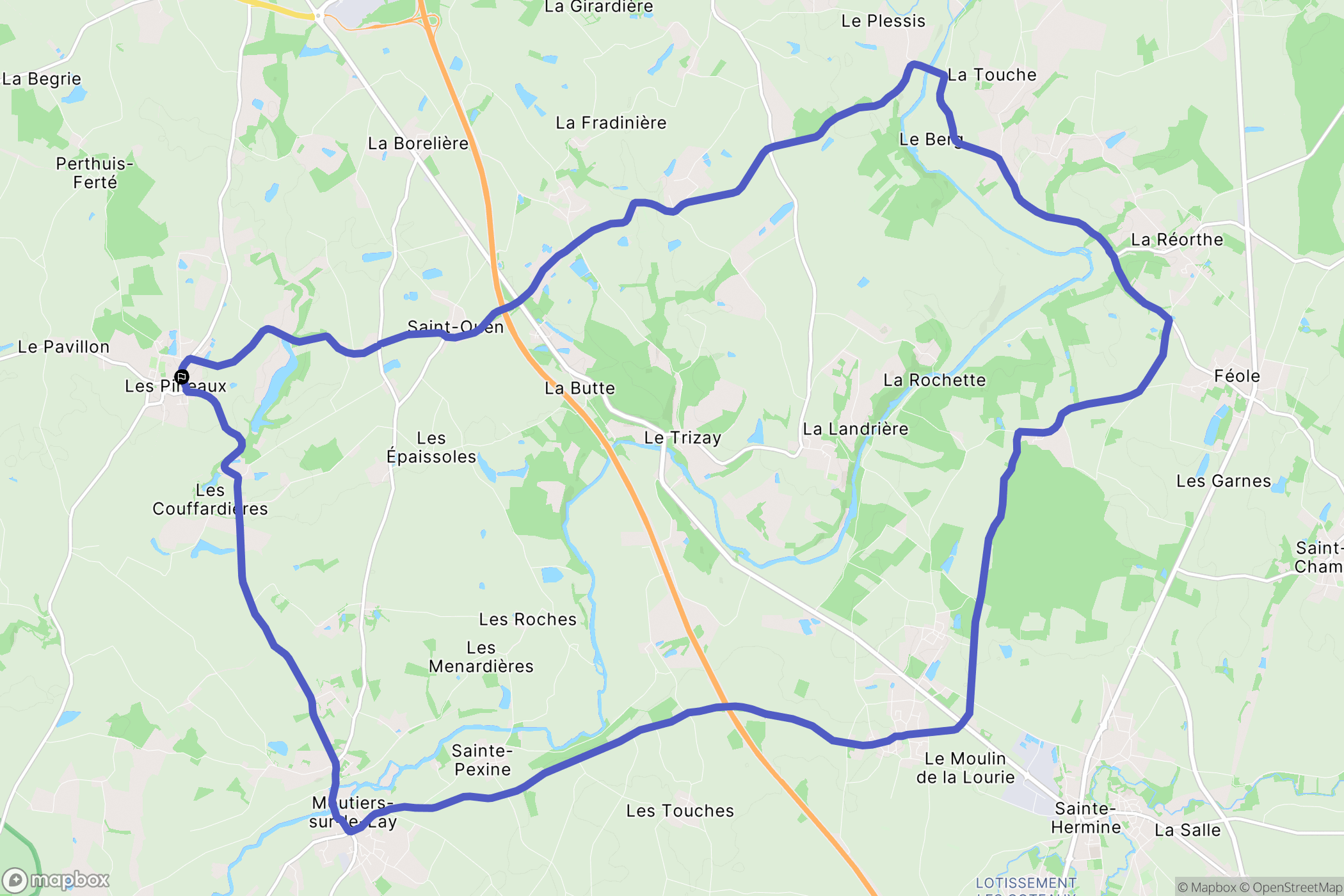 Les Pineaux : carte du parcours de randonnée - France