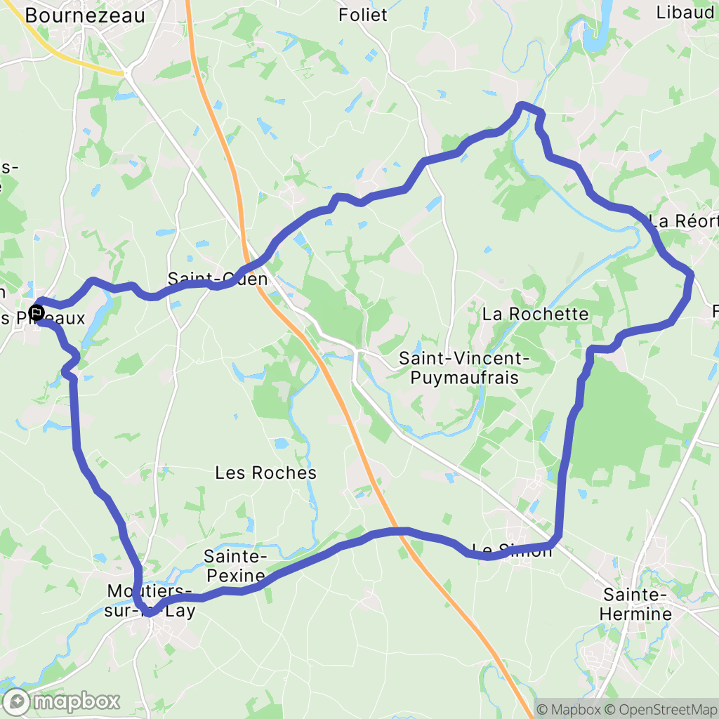 Les Pineaux : carte du parcours de randonnée - France