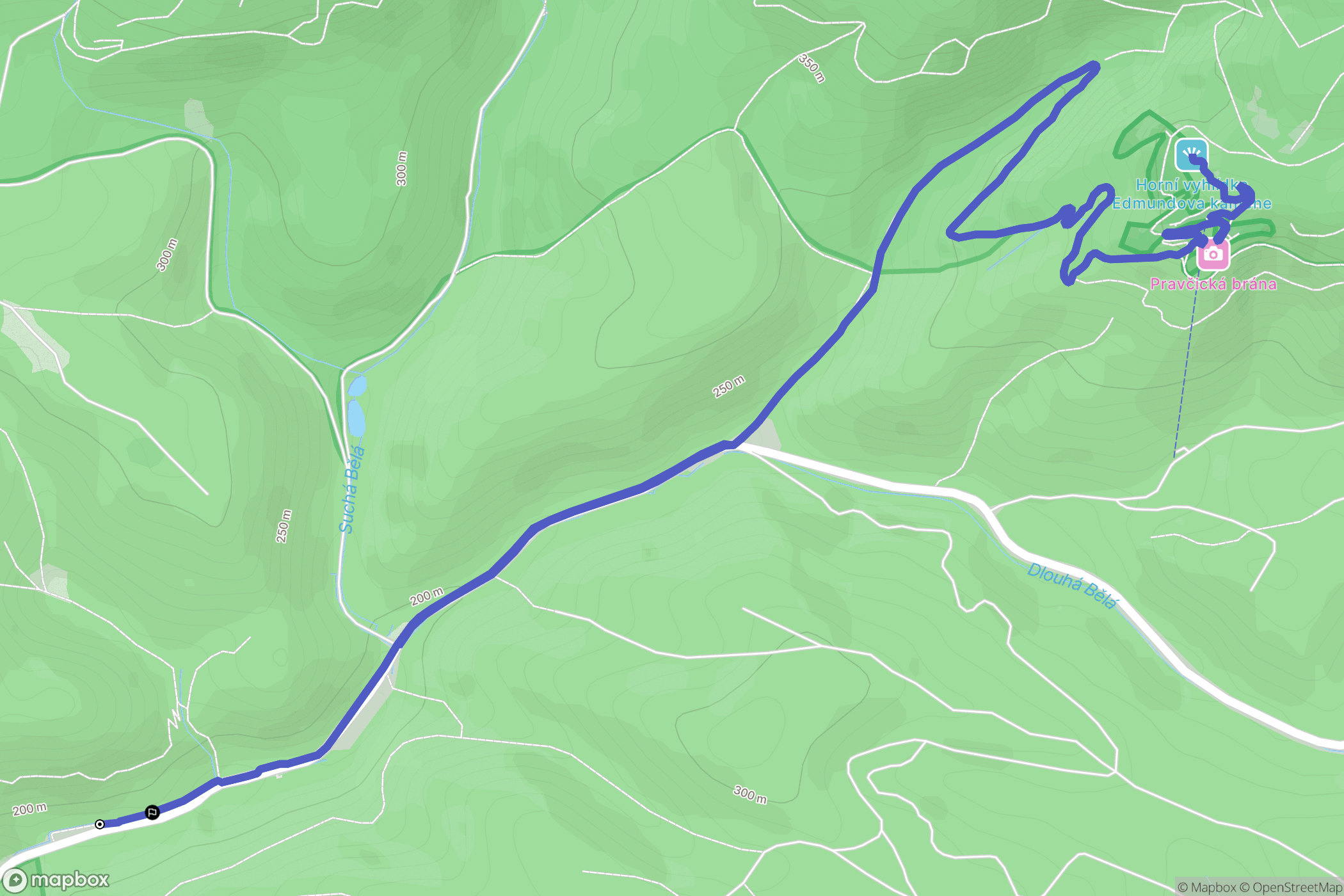 Hřensko: mapa trasy - Czechia