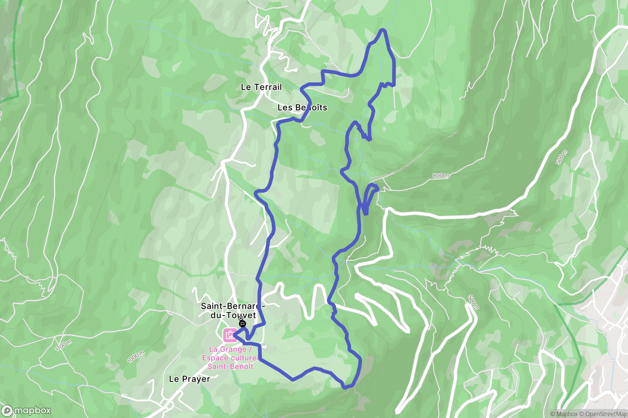 Plateau-des-Petites-Roches : carte du parcours de randonnée - France