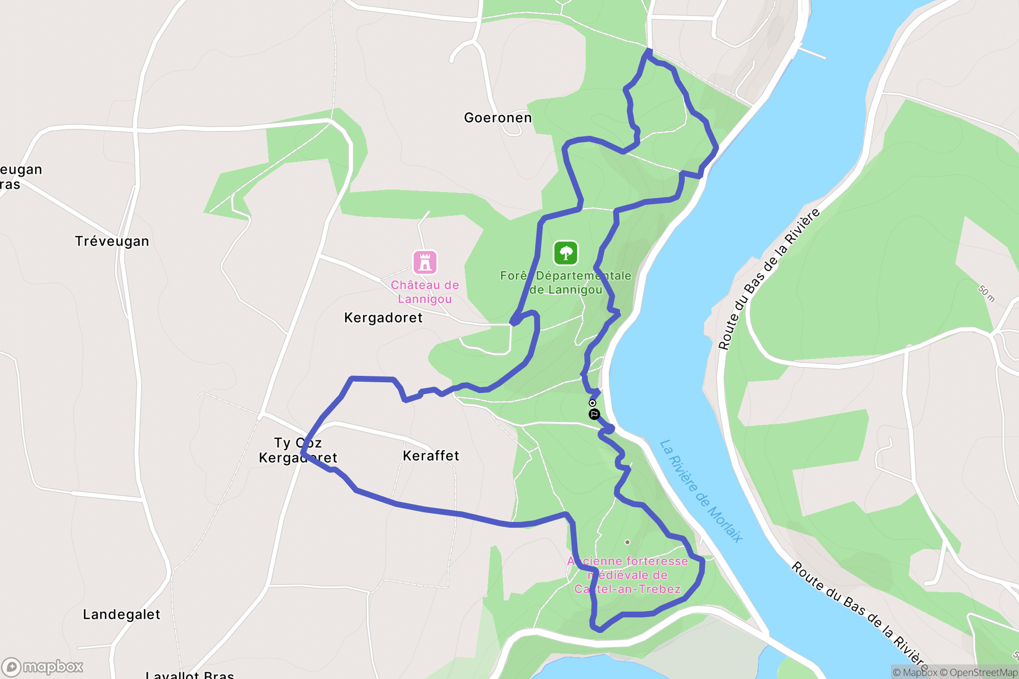 Taulé : carte du parcours de randonnée - France