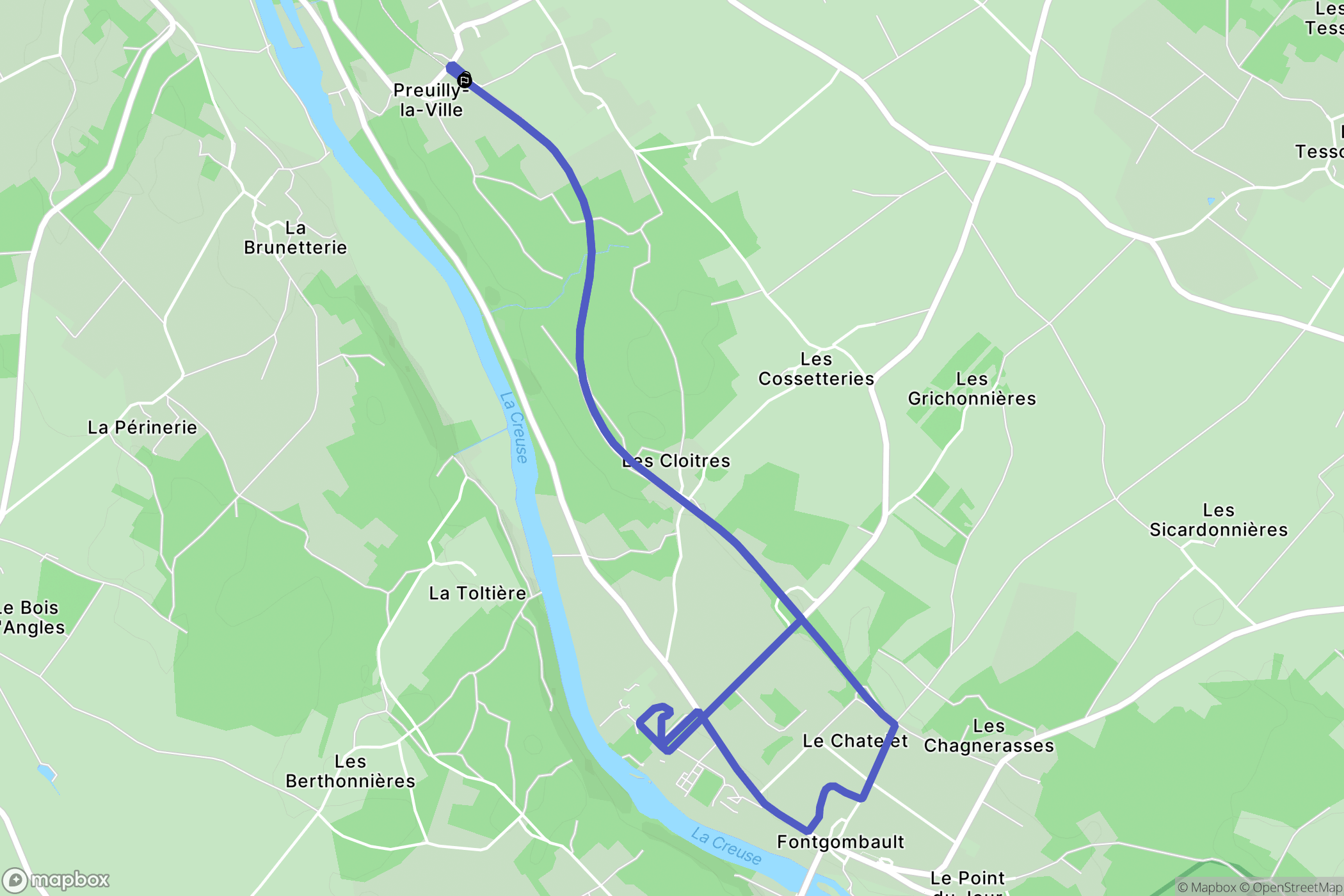 Preuilly-la-ville : carte du parcours de randonnée - France