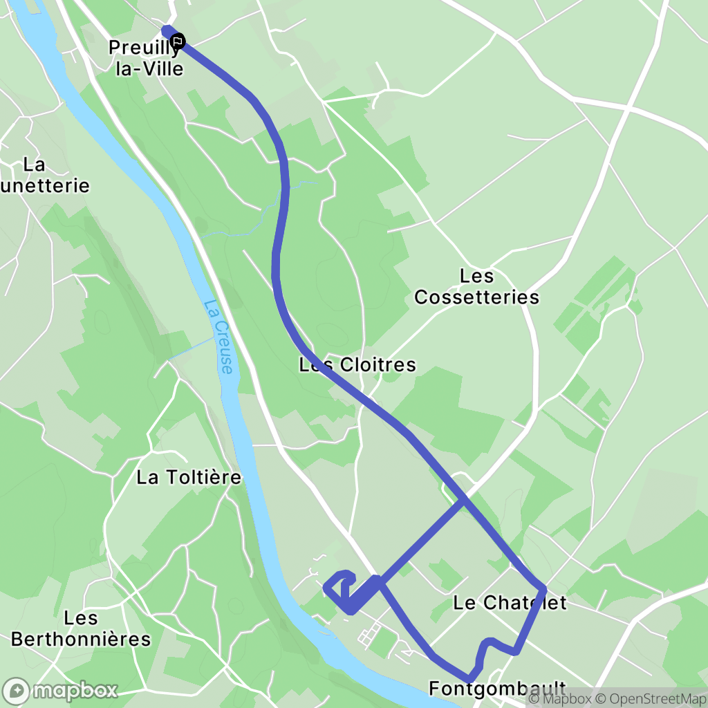Preuilly-la-ville : carte du parcours de randonnée - France