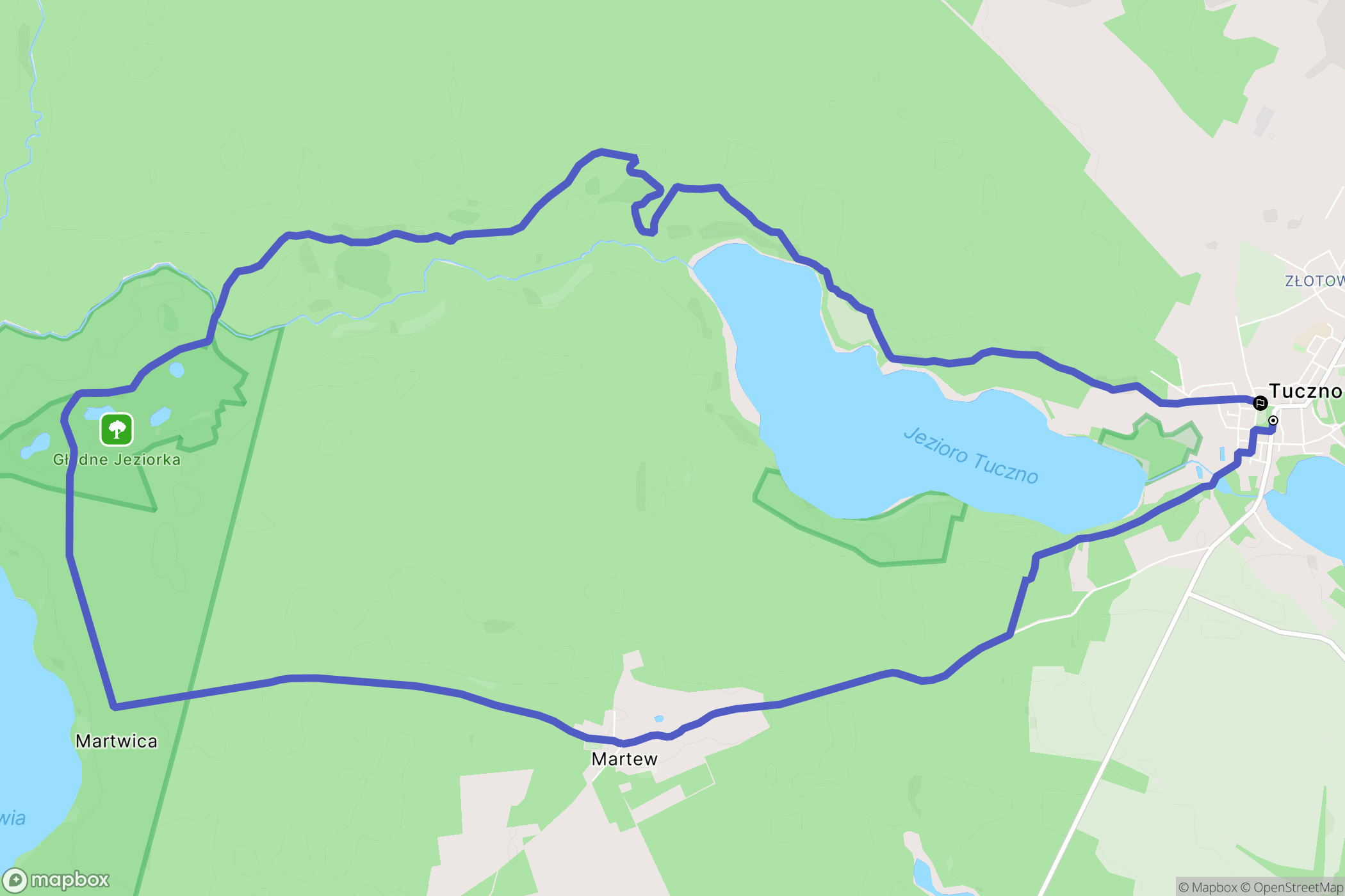 Tuczno: mapa trasy - Poland