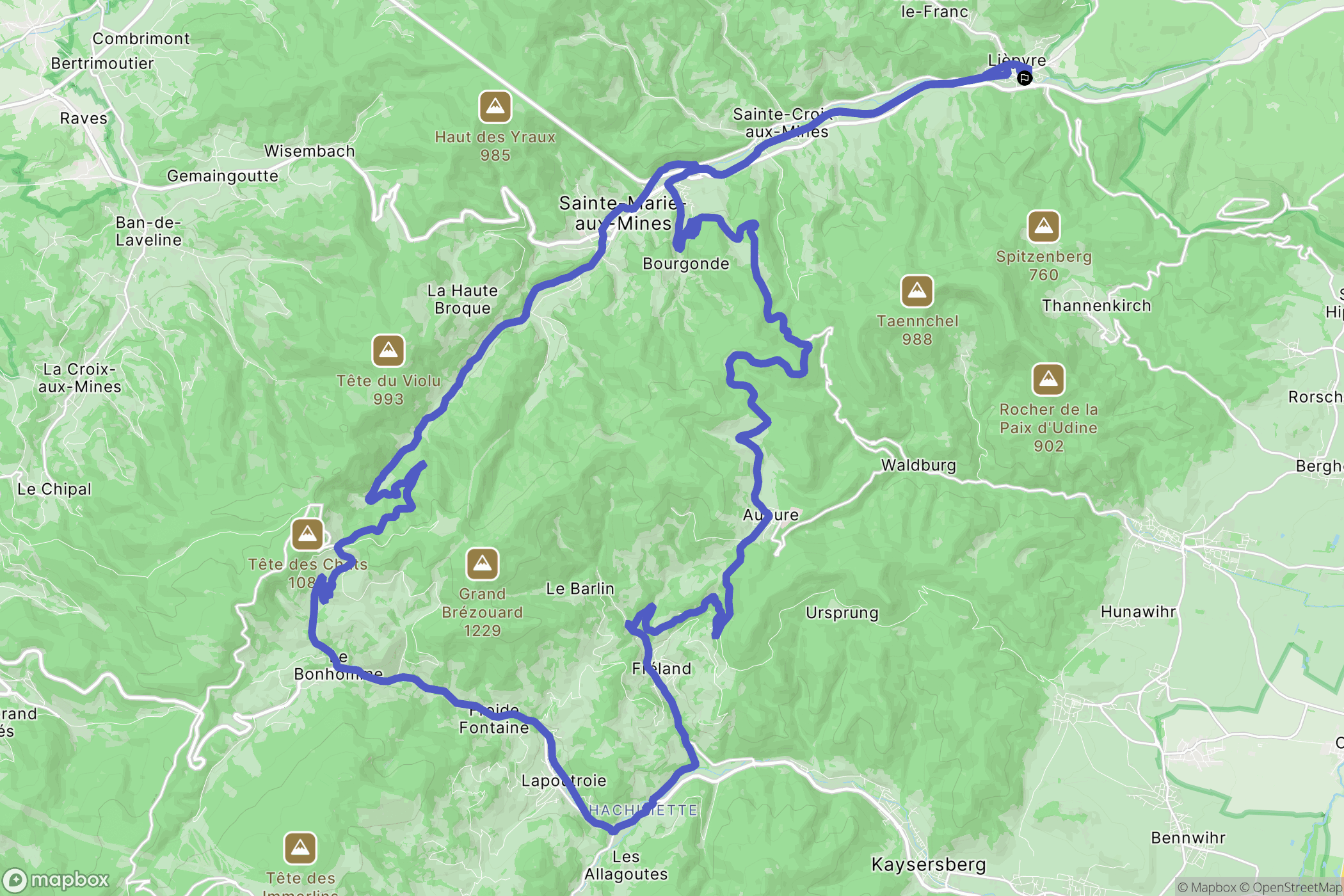 Lièpvre : carte du parcours de randonnée - France