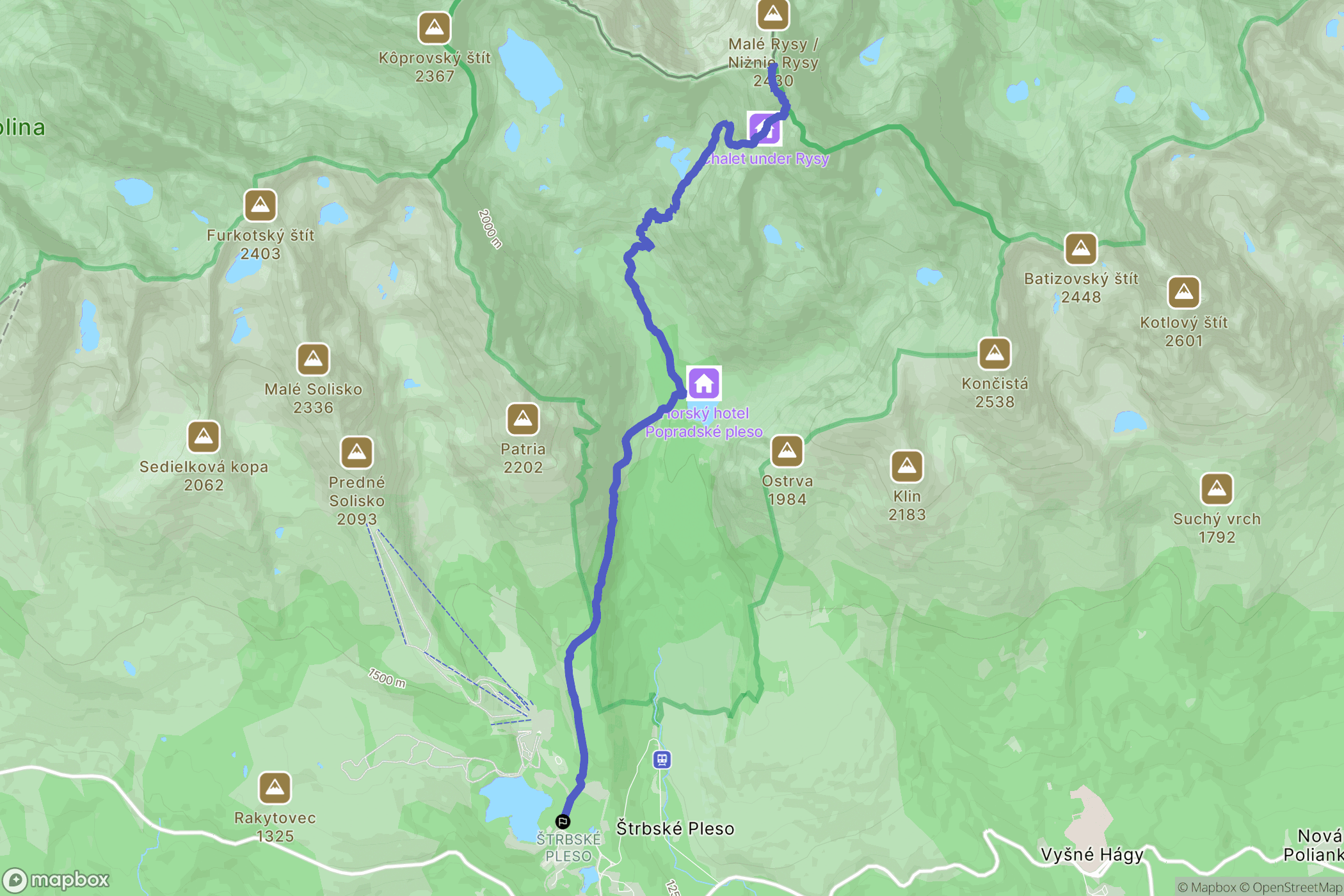 Vysoké Tatry: mapa trasy - Slovakia