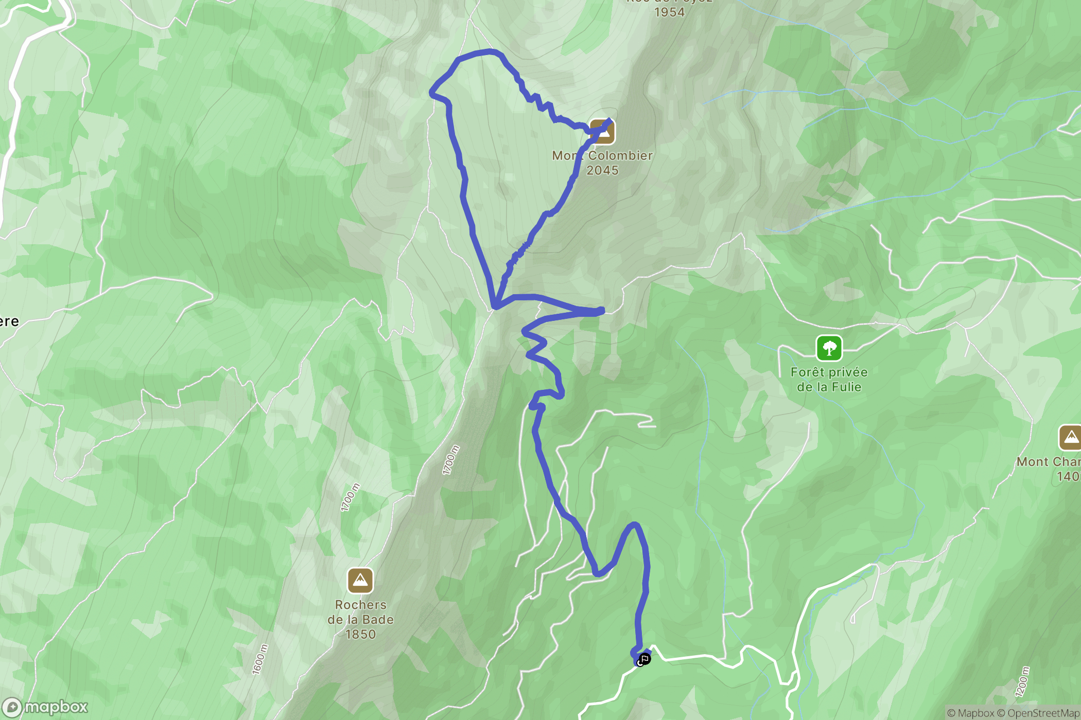 Aillon-le-Jeune : carte du parcours de randonnée - France