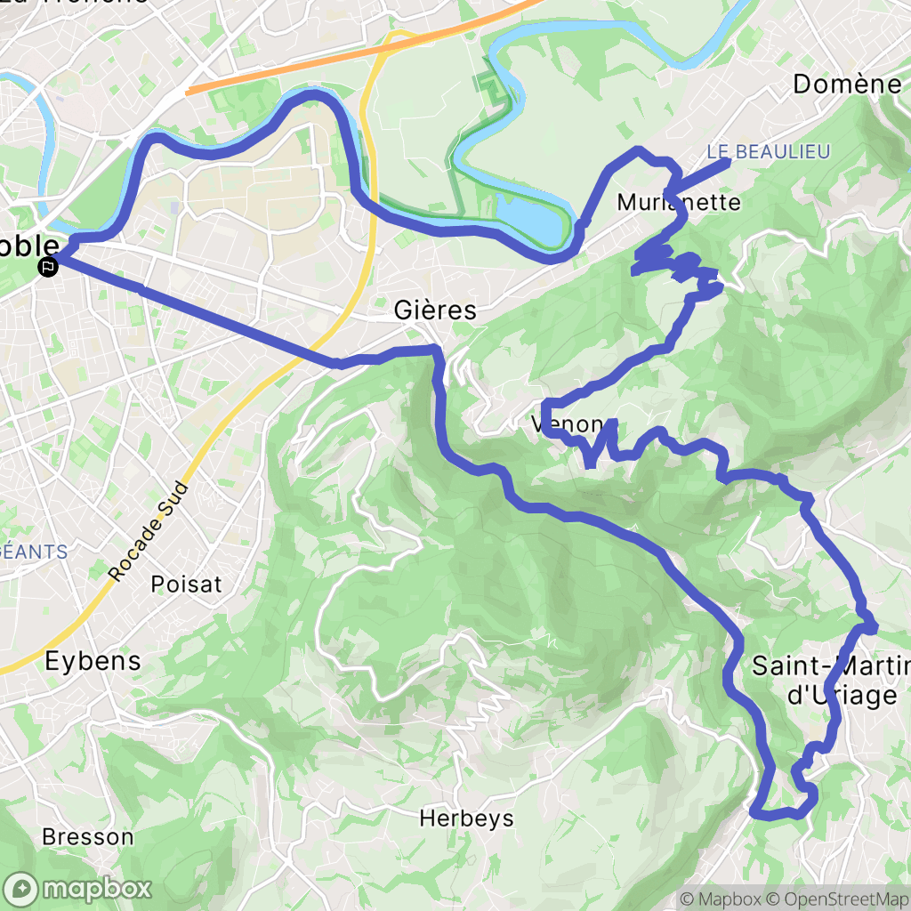 Grenoble : carte du parcours de randonnée - France