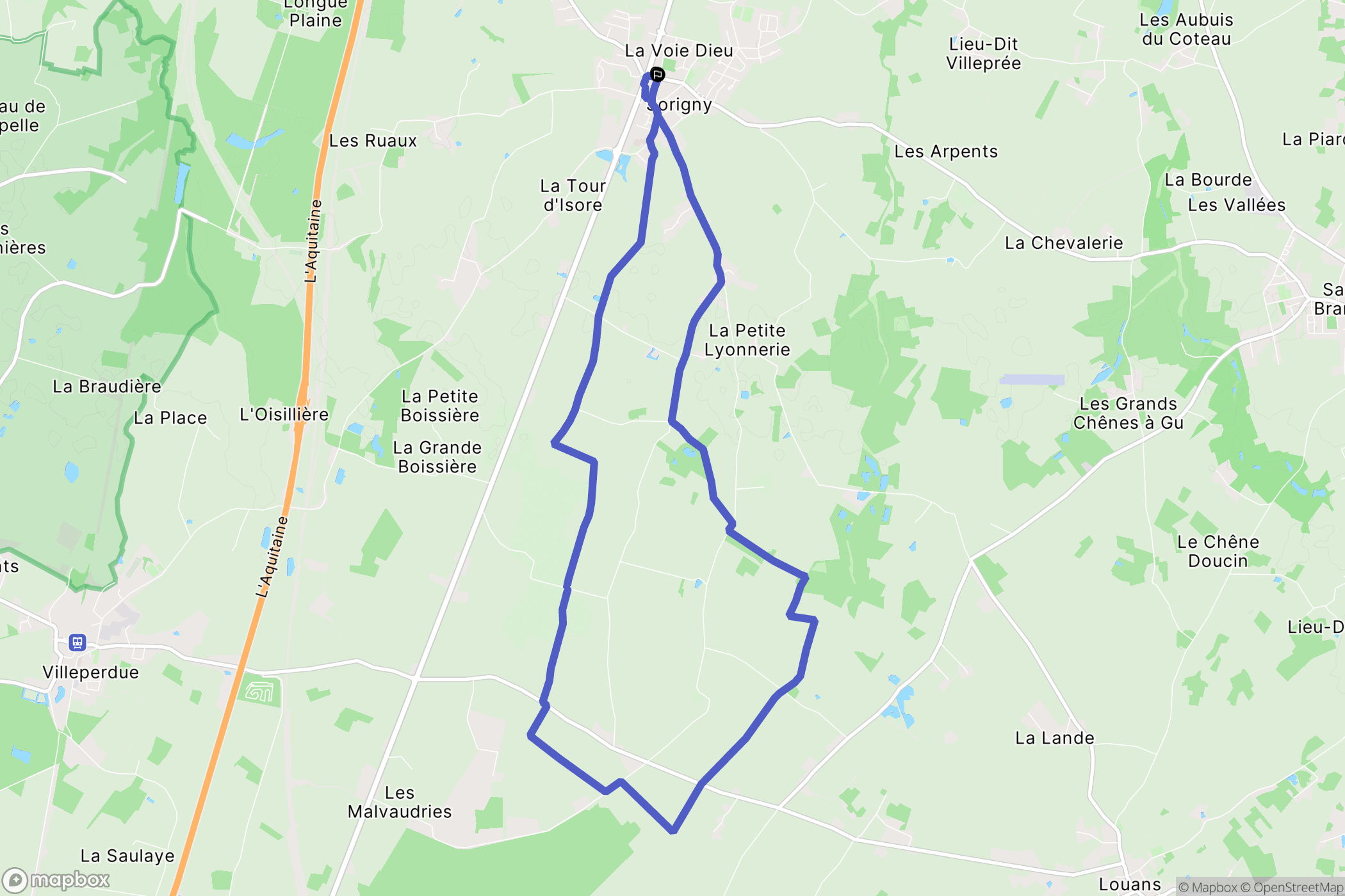 Sorigny : carte du parcours de randonnée - France