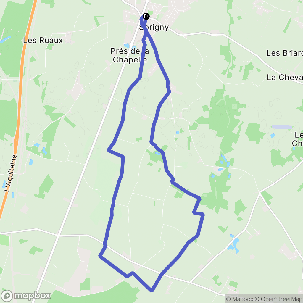 Sorigny : carte du parcours de randonnée - France