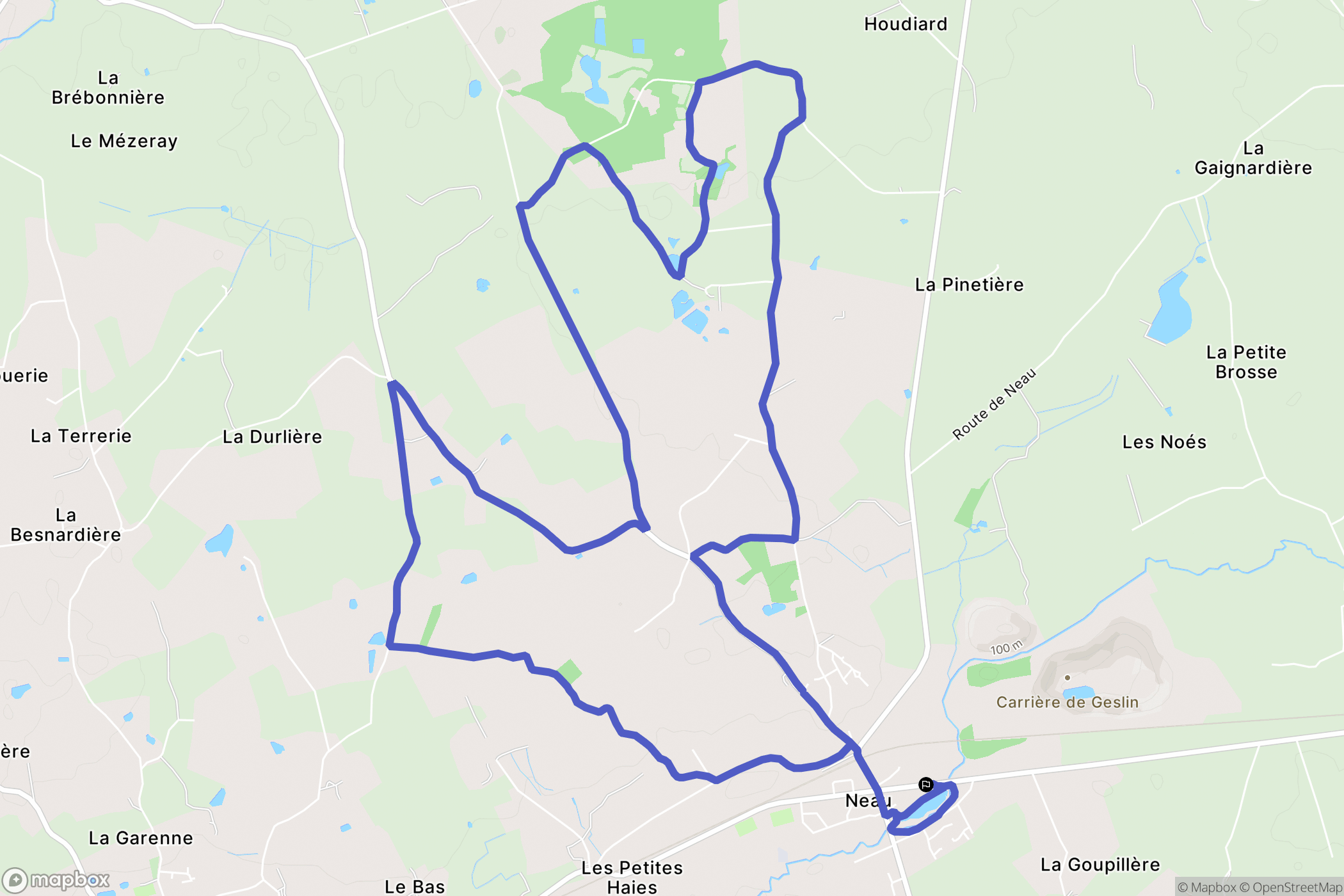 Neau : carte du parcours de randonnée - France