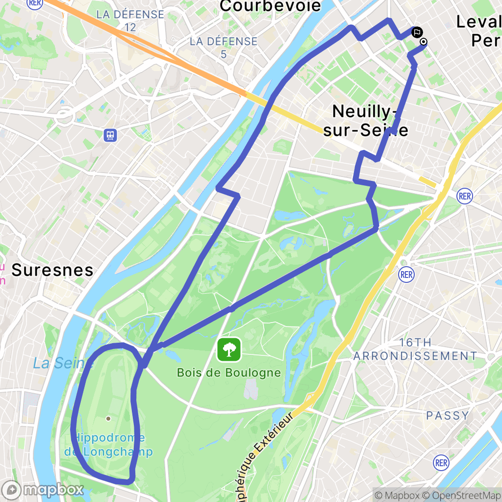 Neuilly-sur-Seine : carte du parcours de randonnée - France