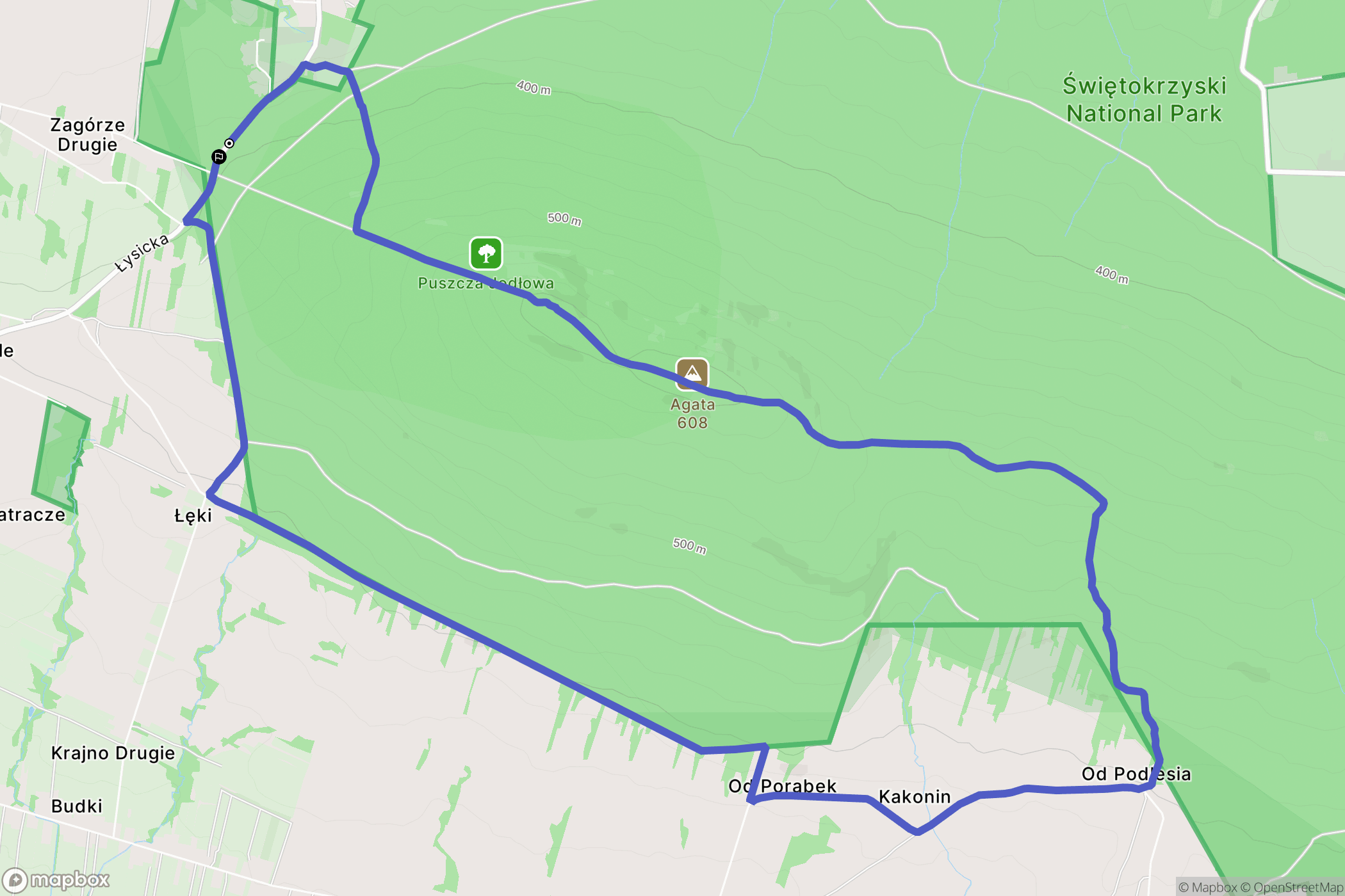Krajno Drugie: mapa trasy - Poland