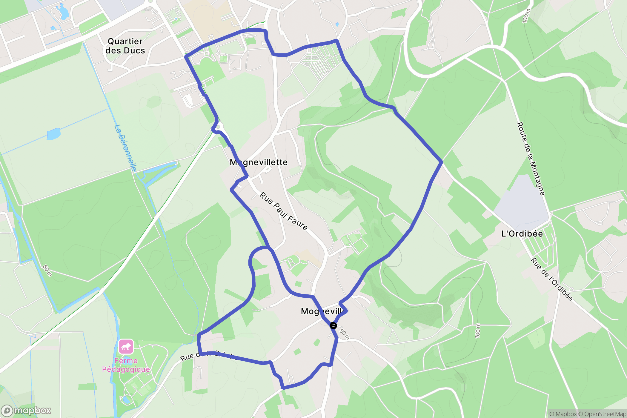 Mogneville : carte du parcours de randonnée - France